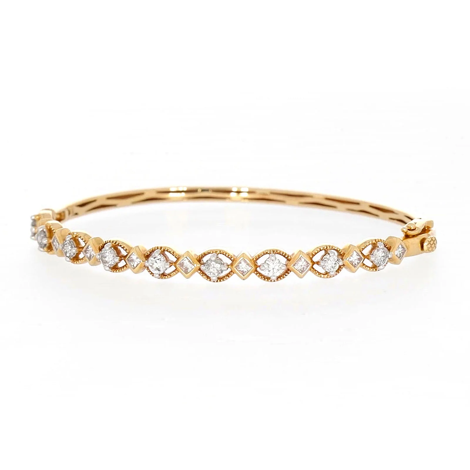 Paris 14ct Yellow Gold Princess & Round Brilliant Cut with 1 1/2 CARAT tw of Diamonds Bangle - Image 5