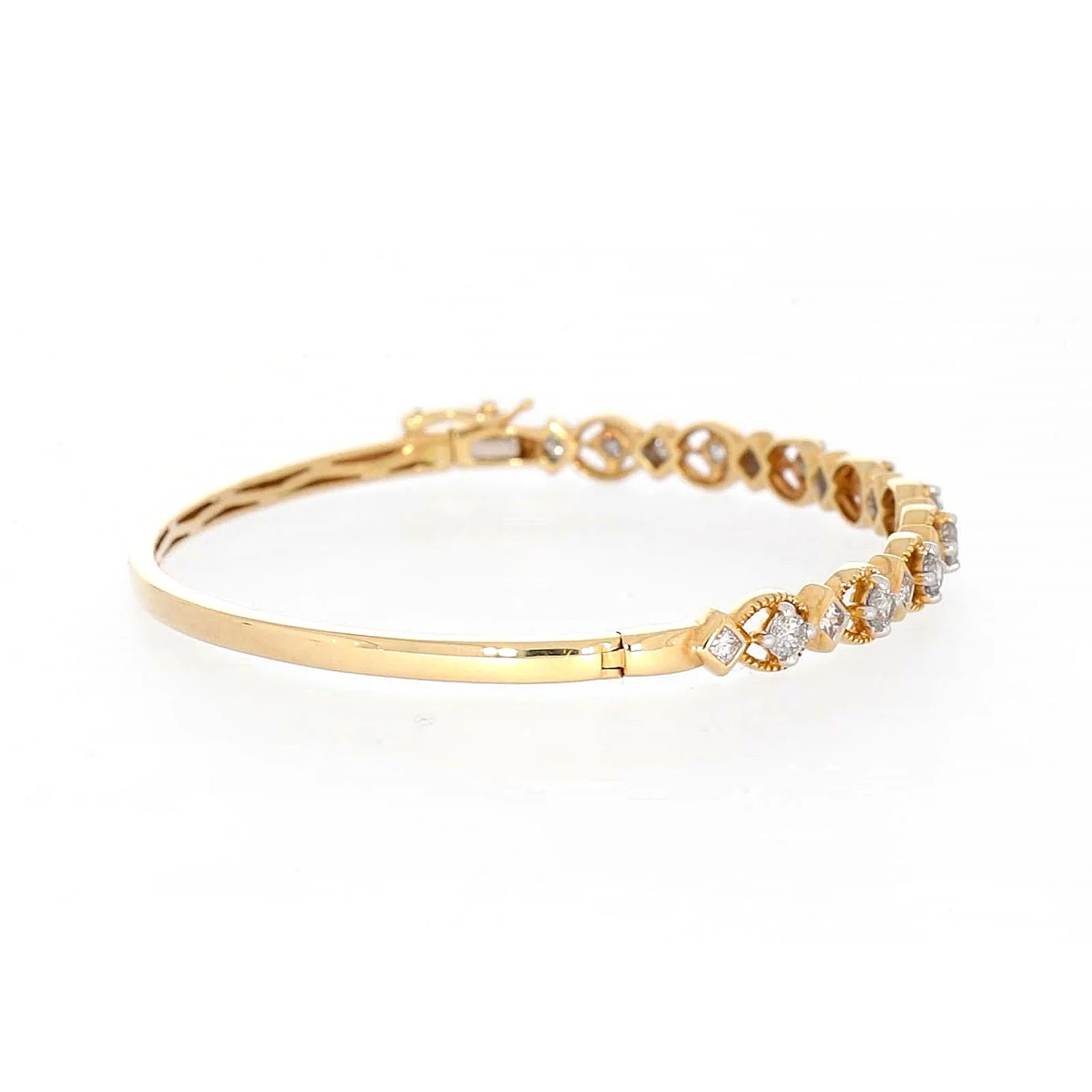 Paris 14ct Yellow Gold Princess & Round Brilliant Cut with 1 1/2 CARAT tw of Diamonds Bangle - Image 52