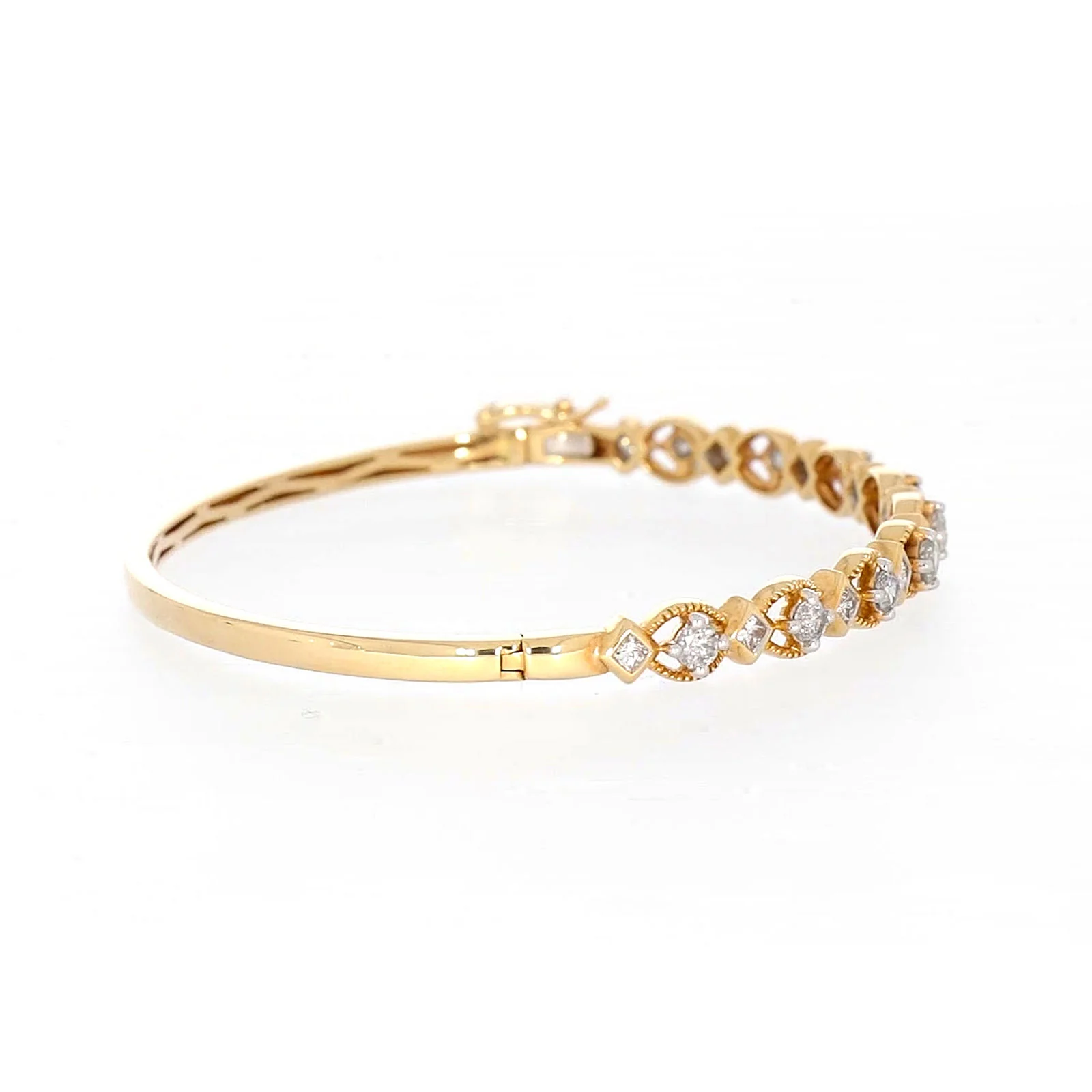 Paris 14ct Yellow Gold Princess & Round Brilliant Cut with 1 1/2 CARAT tw of Diamonds Bangle - Image 54