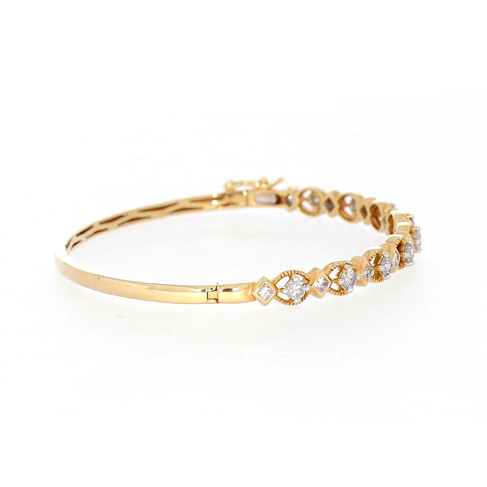 Paris 14ct Yellow Gold Princess & Round Brilliant Cut with 1 1/2 CARAT tw of Diamonds Bangle - Image 55