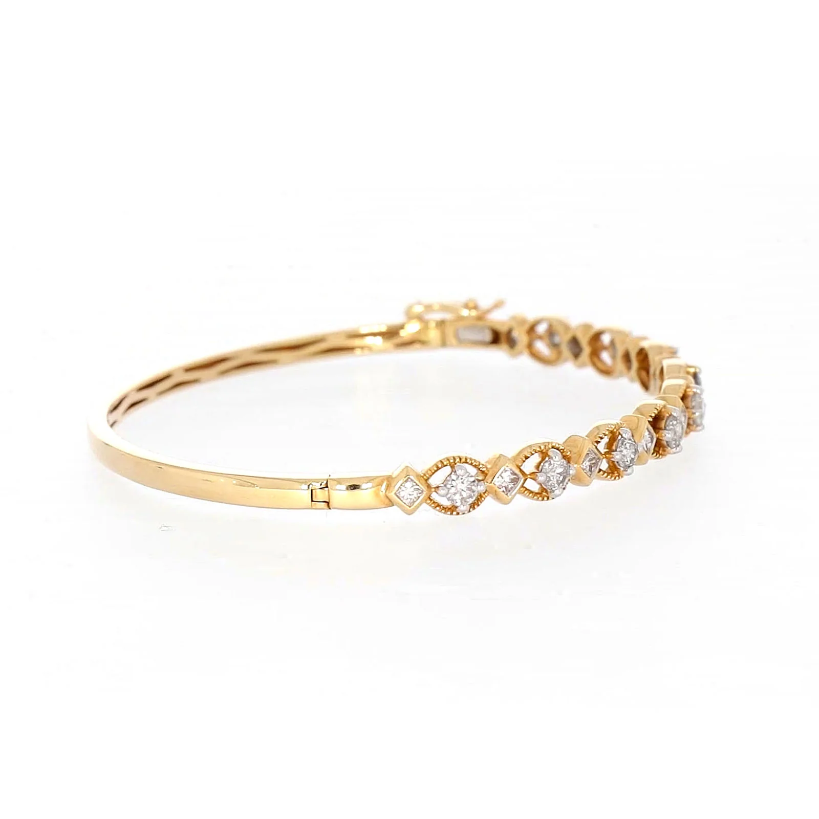 Paris 14ct Yellow Gold Princess & Round Brilliant Cut with 1 1/2 CARAT tw of Diamonds Bangle - Image 56