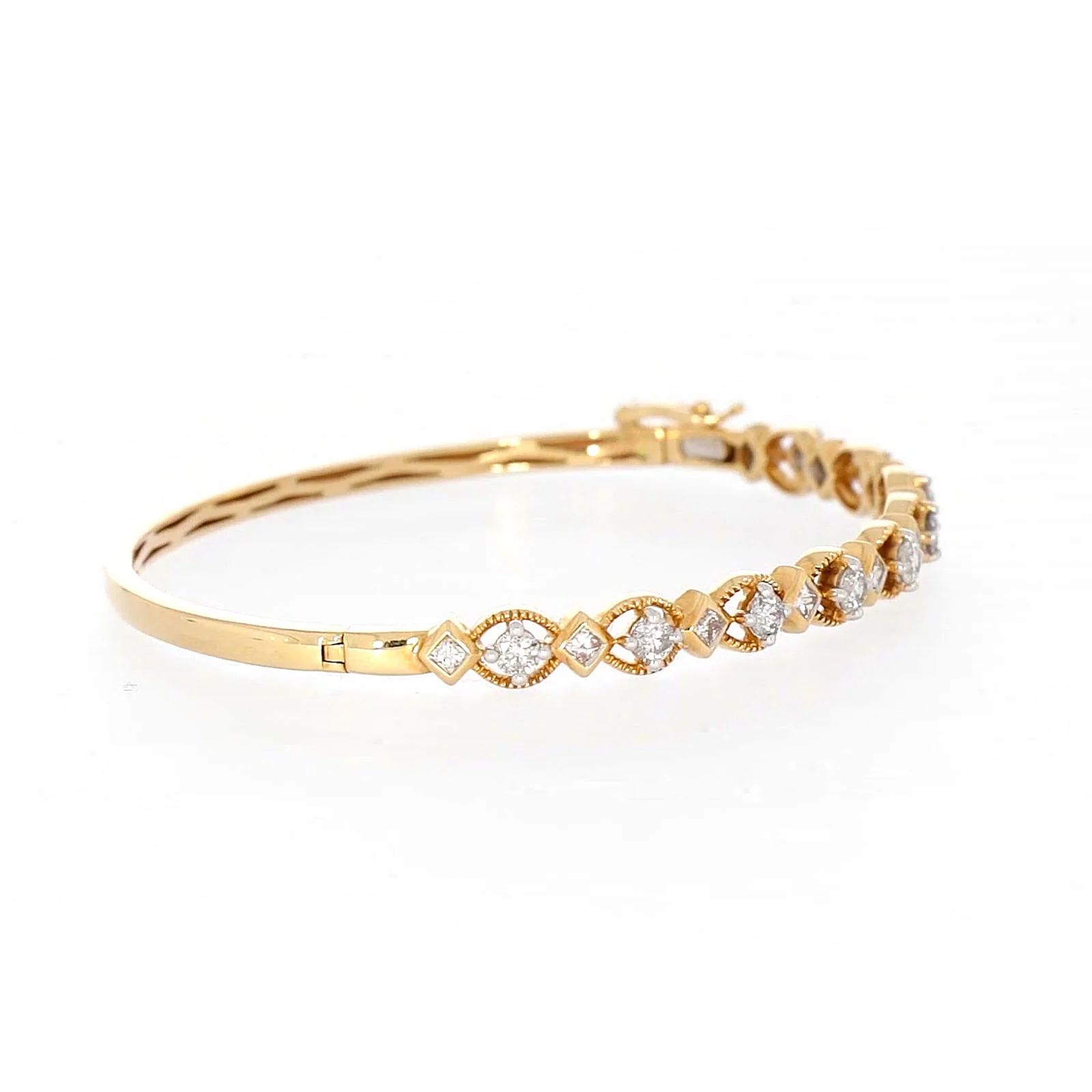 Paris 14ct Yellow Gold Princess & Round Brilliant Cut with 1 1/2 CARAT tw of Diamonds Bangle - Image 58
