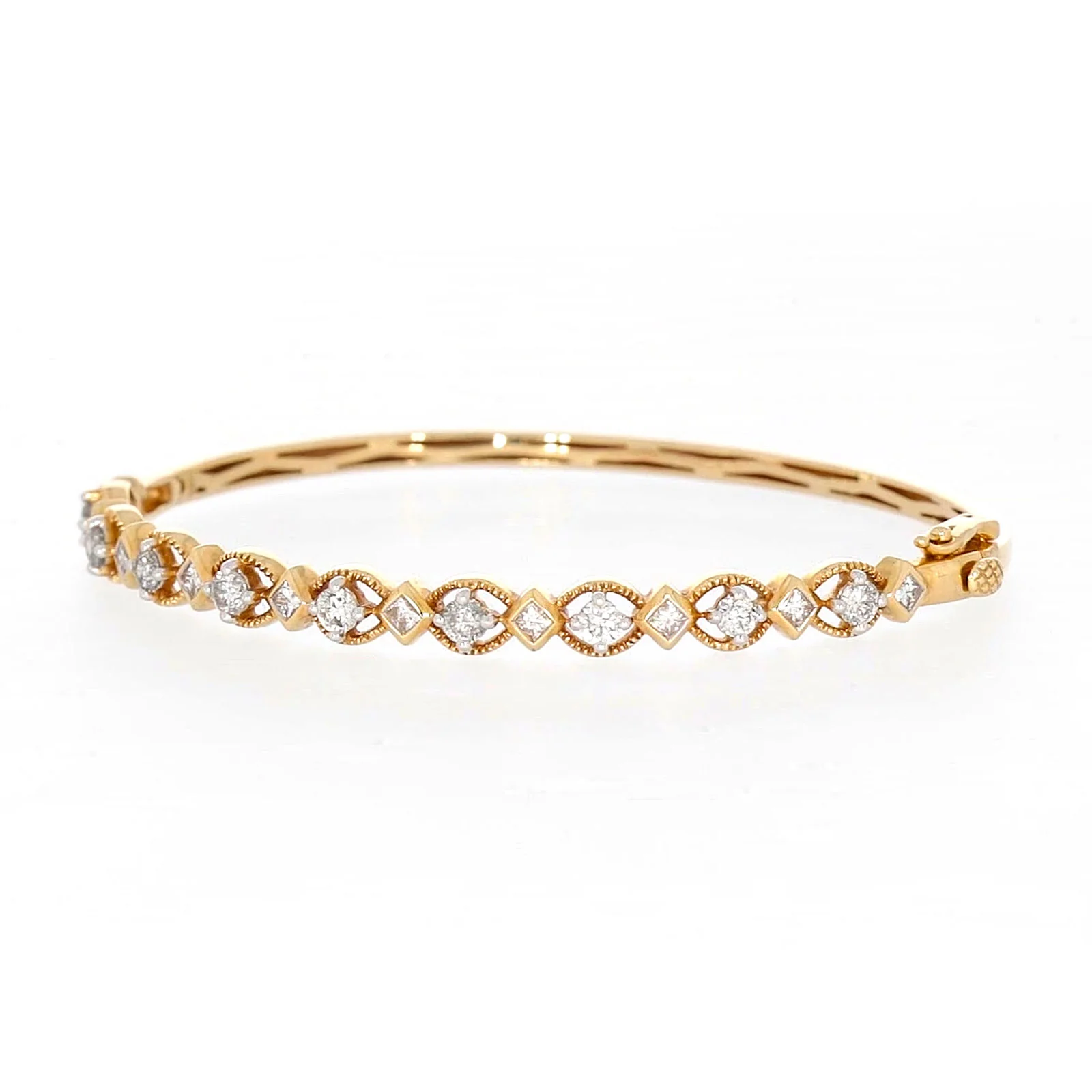 Paris 14ct Yellow Gold Princess & Round Brilliant Cut with 1 1/2 CARAT tw of Diamonds Bangle - Image 6