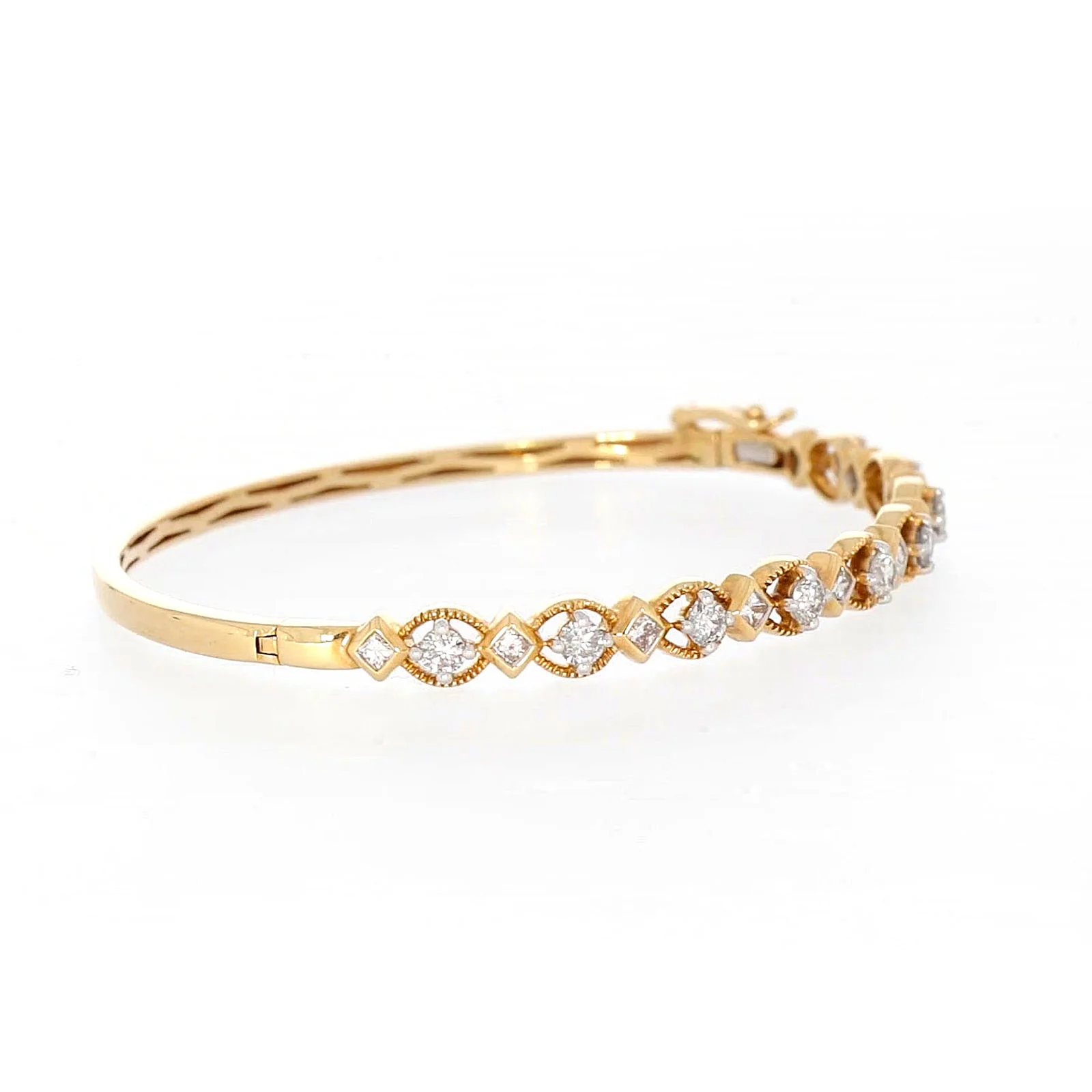 Paris 14ct Yellow Gold Princess & Round Brilliant Cut with 1 1/2 CARAT tw of Diamonds Bangle - Image 60