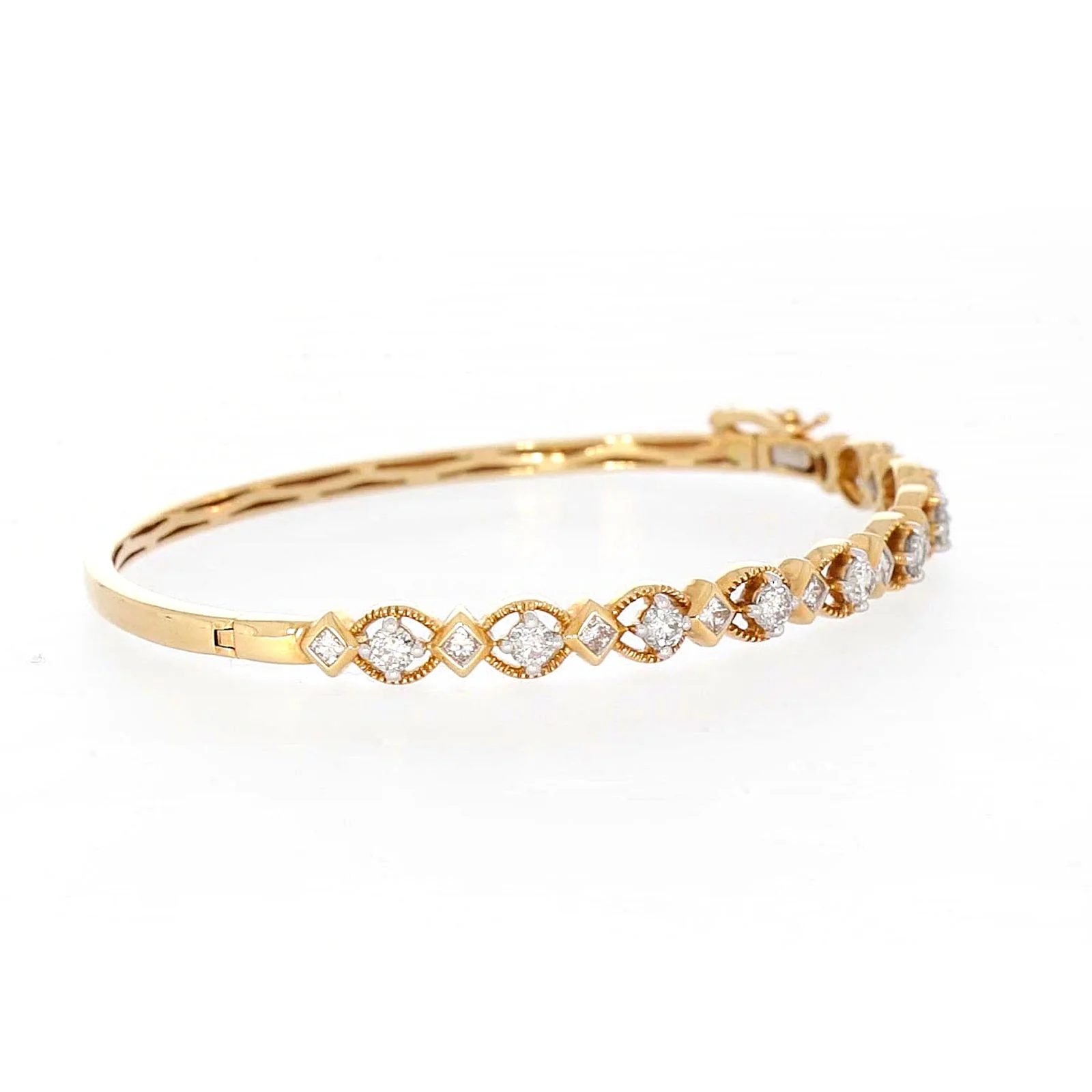 Paris 14ct Yellow Gold Princess & Round Brilliant Cut with 1 1/2 CARAT tw of Diamonds Bangle - Image 61