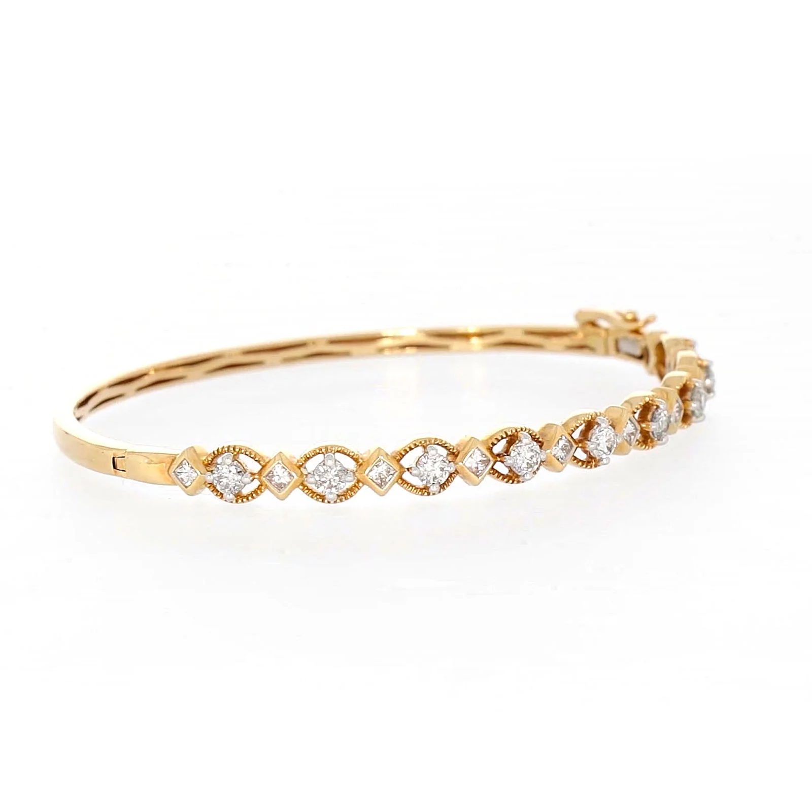 Paris 14ct Yellow Gold Princess & Round Brilliant Cut with 1 1/2 CARAT tw of Diamonds Bangle - Image 63