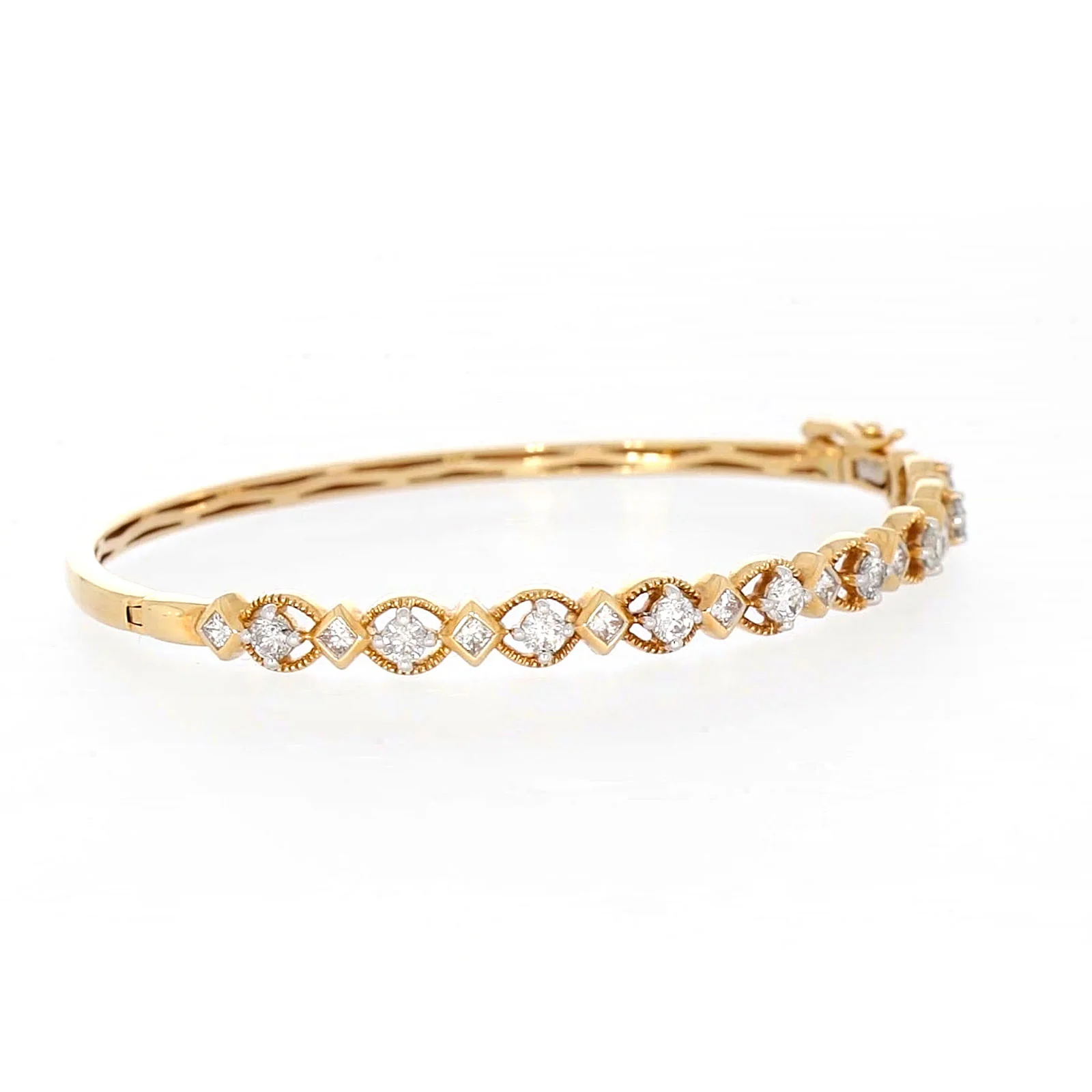 Paris 14ct Yellow Gold Princess & Round Brilliant Cut with 1 1/2 CARAT tw of Diamonds Bangle - Image 64