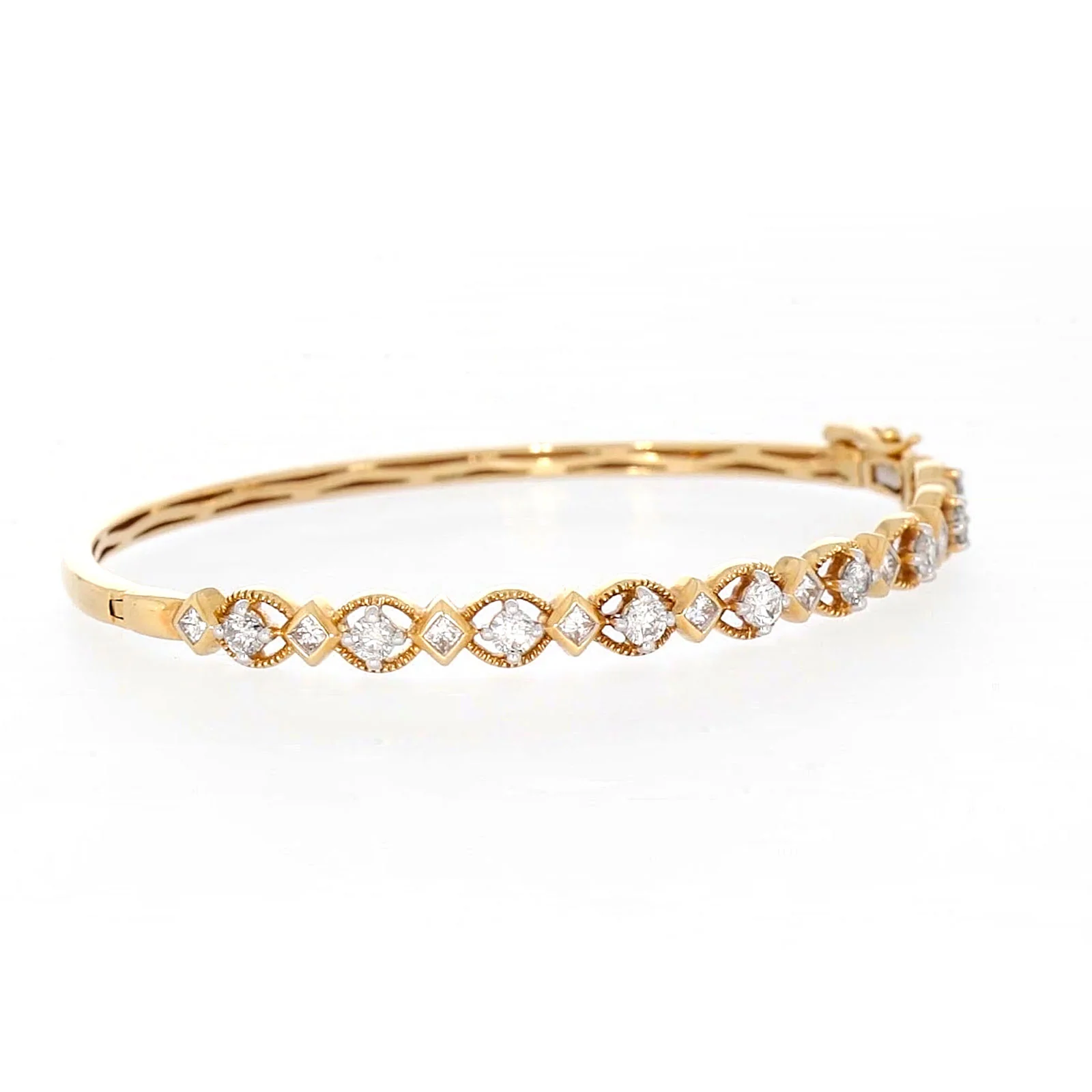 Paris 14ct Yellow Gold Princess & Round Brilliant Cut with 1 1/2 CARAT tw of Diamonds Bangle - Image 65