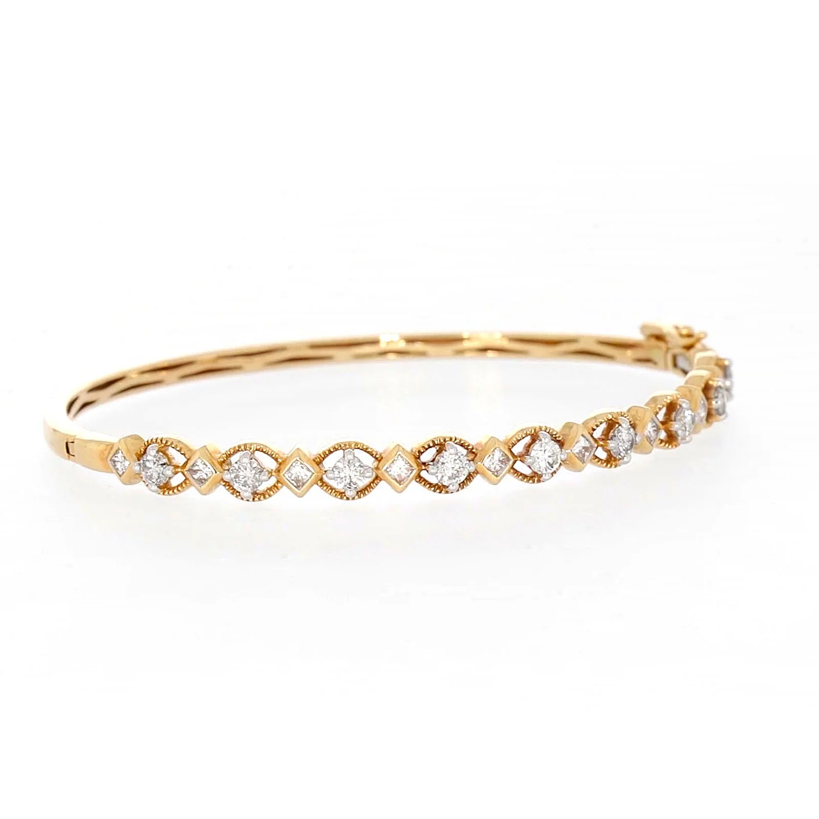 Paris 14ct Yellow Gold Princess & Round Brilliant Cut with 1 1/2 CARAT tw of Diamonds Bangle - Image 66