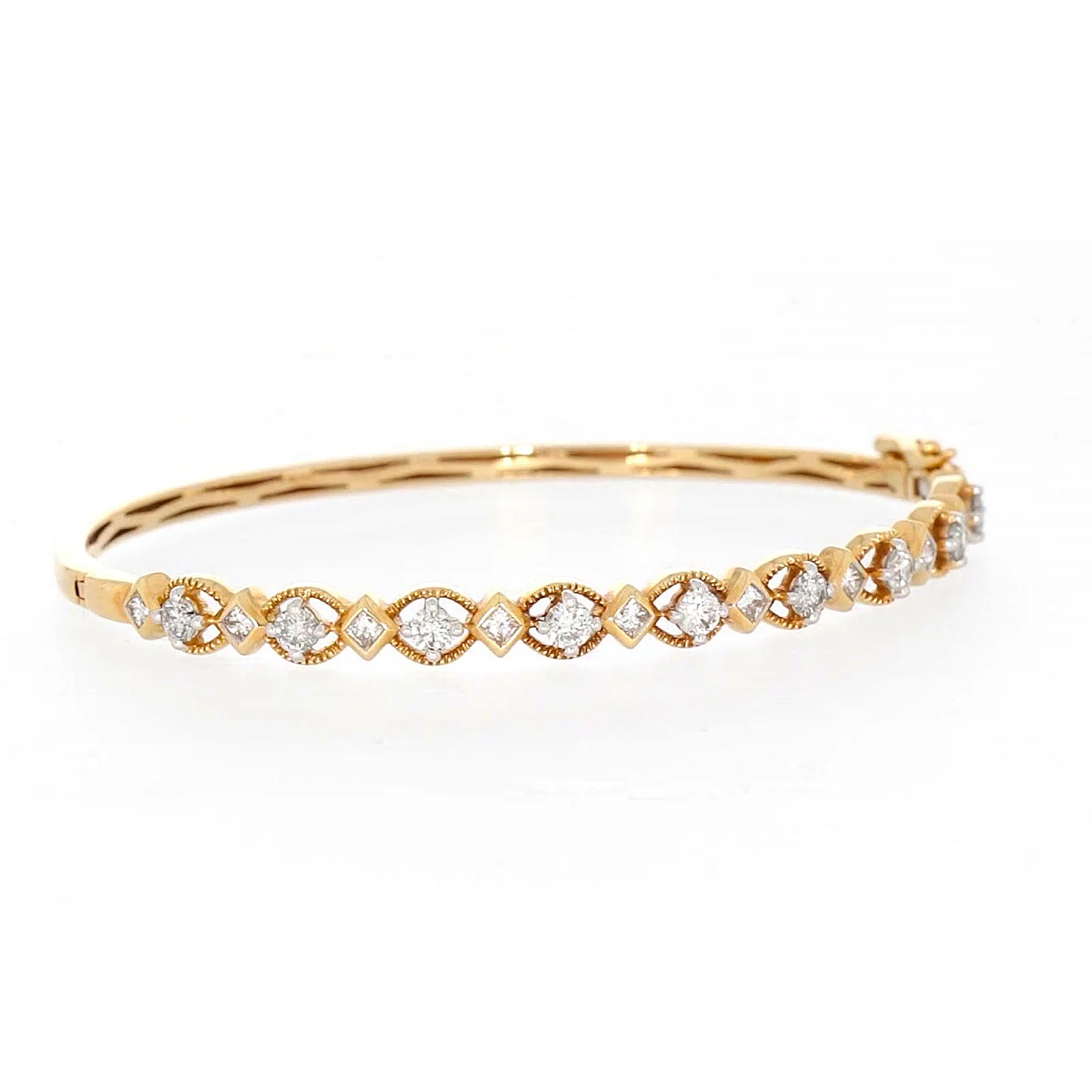 Paris 14ct Yellow Gold Princess & Round Brilliant Cut with 1 1/2 CARAT tw of Diamonds Bangle - Image 67