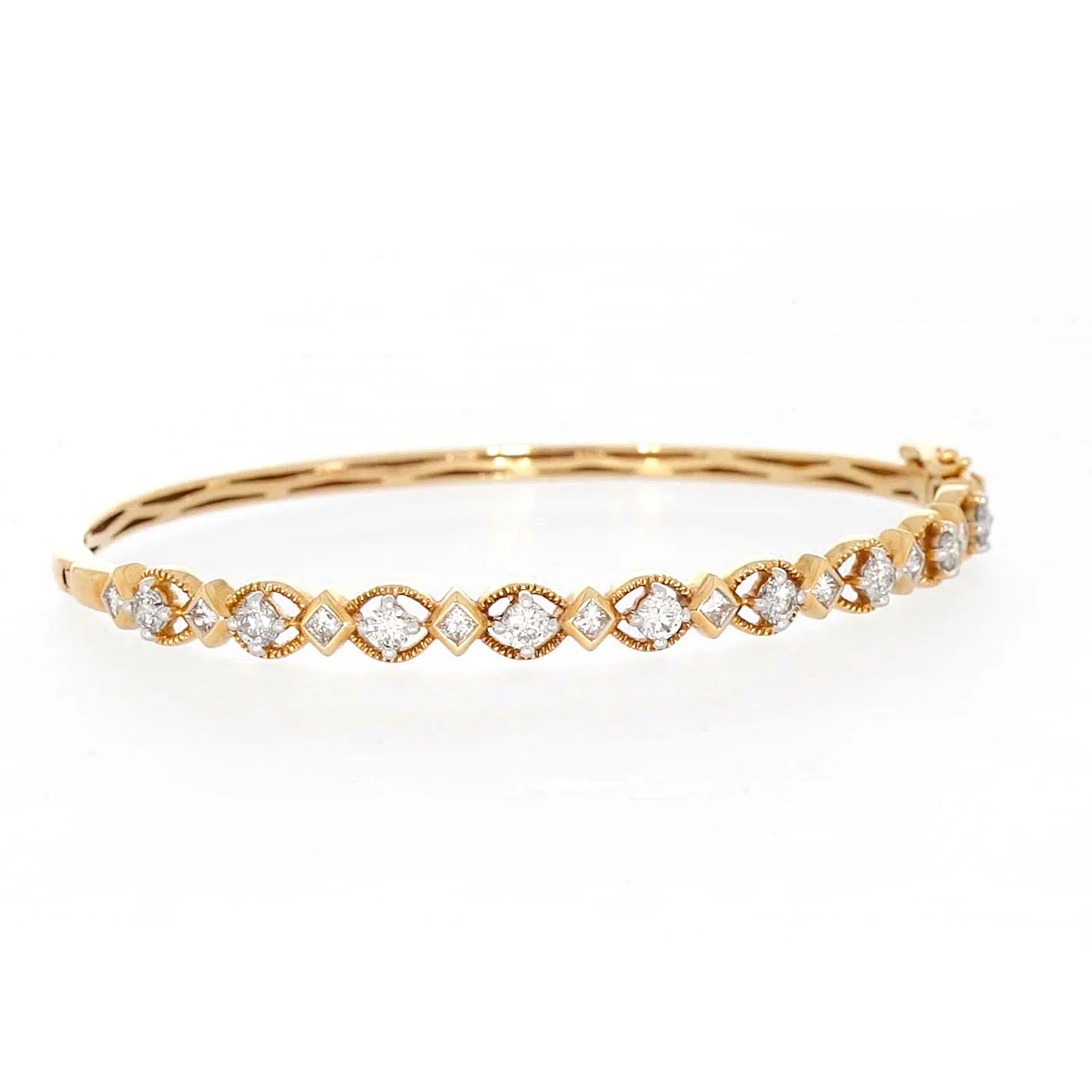 Paris 14ct Yellow Gold Princess & Round Brilliant Cut with 1 1/2 CARAT tw of Diamonds Bangle - Image 68