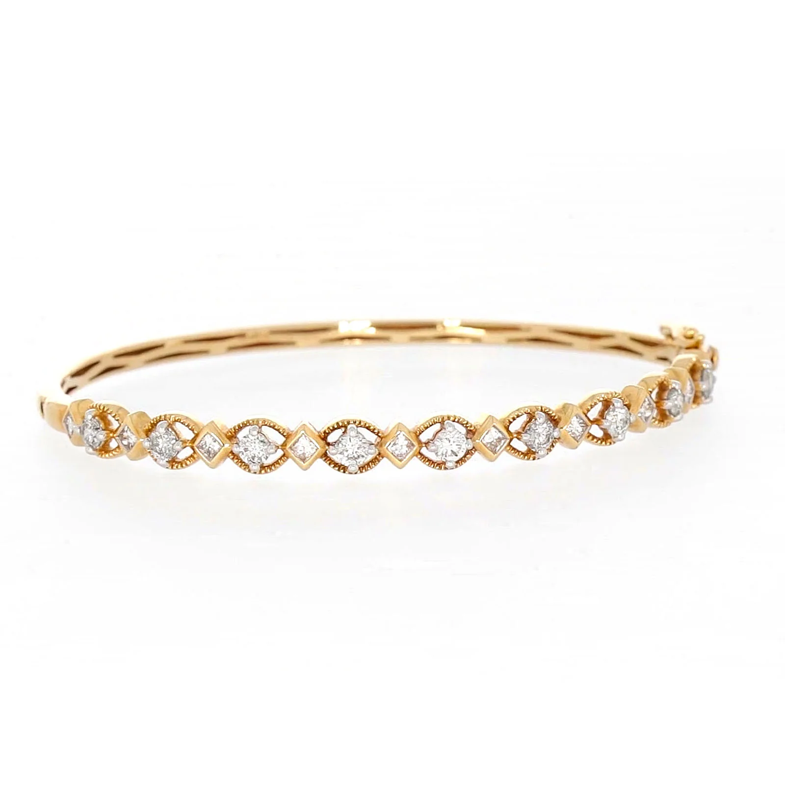 Paris 14ct Yellow Gold Princess & Round Brilliant Cut with 1 1/2 CARAT tw of Diamonds Bangle - Image 69