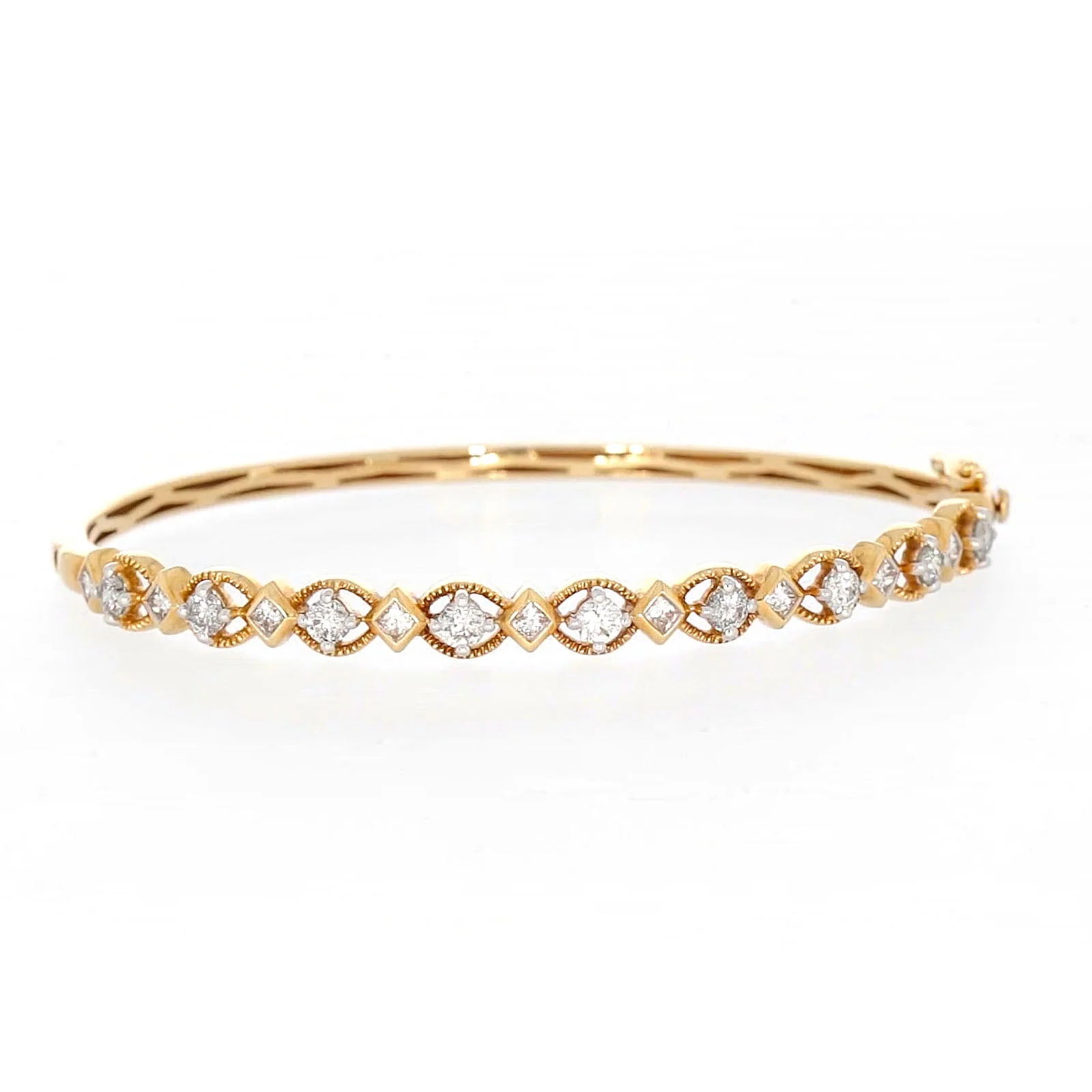 Paris 14ct Yellow Gold Princess & Round Brilliant Cut with 1 1/2 CARAT tw of Diamonds Bangle - Image 70