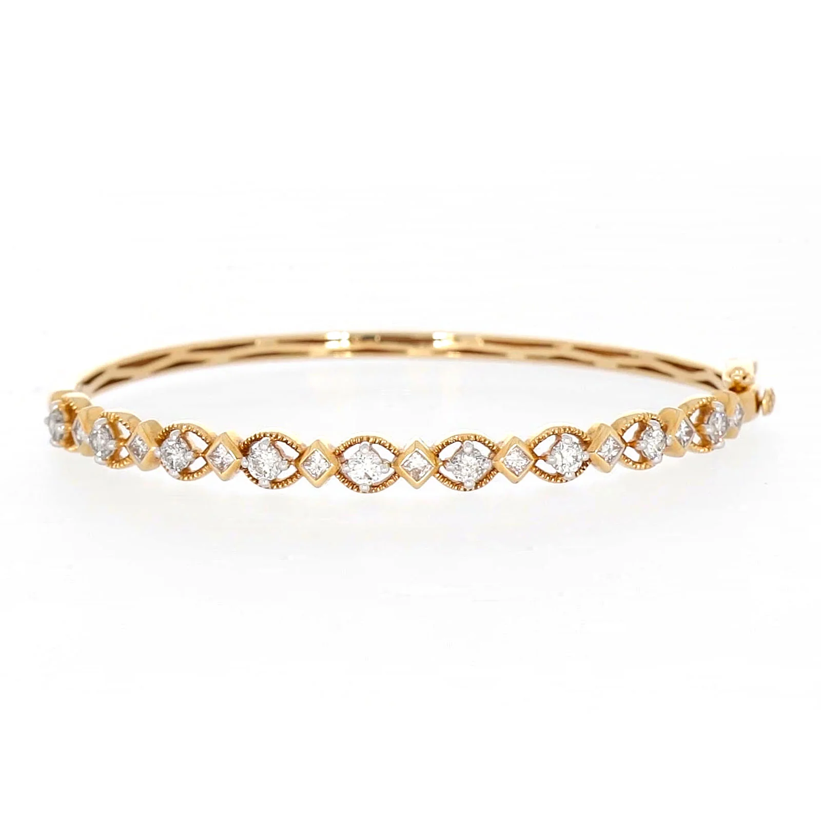 Paris 14ct Yellow Gold Princess & Round Brilliant Cut with 1 1/2 CARAT tw of Diamonds Bangle - Image 73