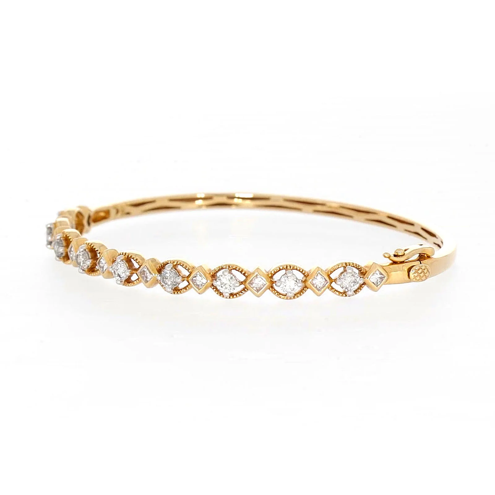Paris 14ct Yellow Gold Princess & Round Brilliant Cut with 1 1/2 CARAT tw of Diamonds Bangle - Image 9