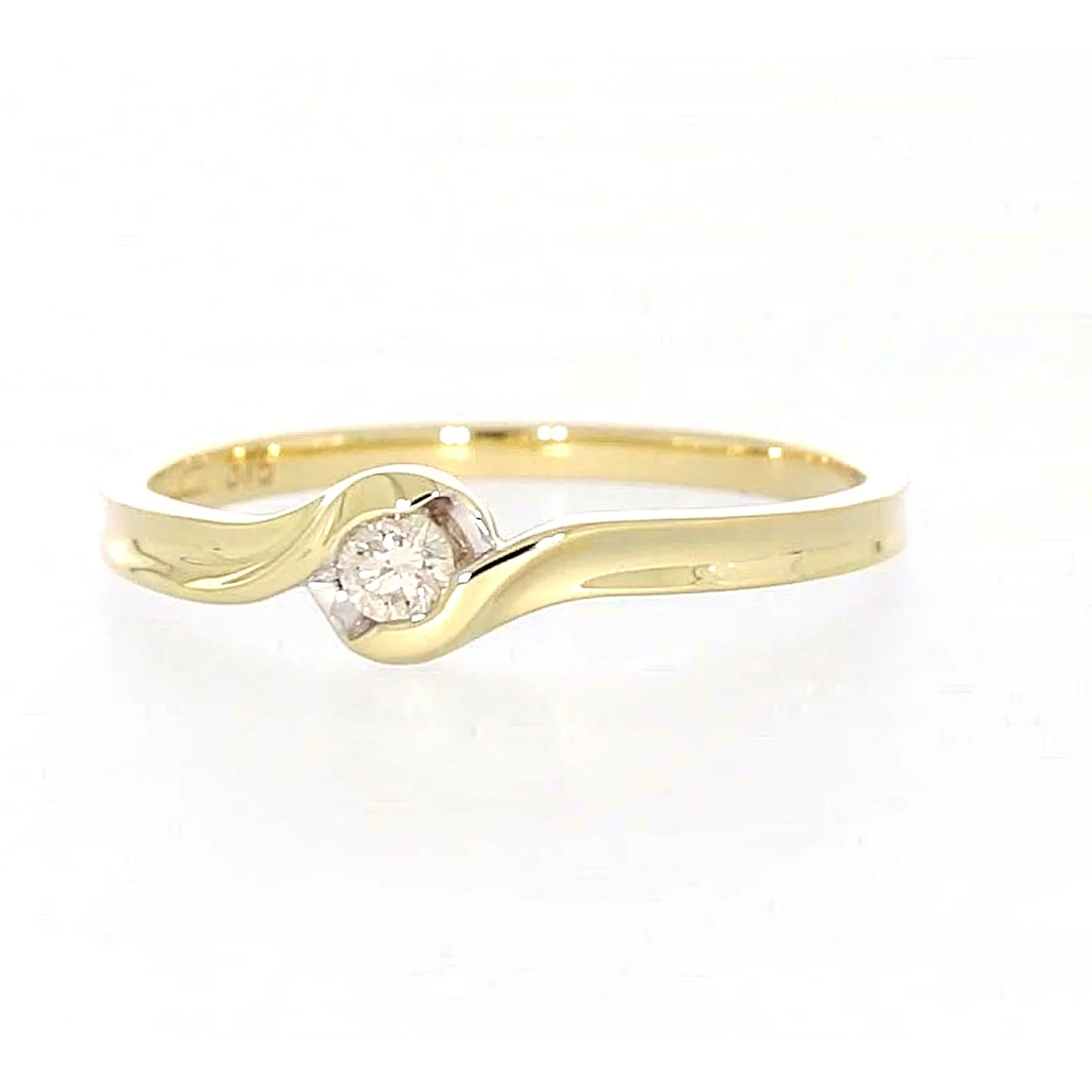 9ct Yellow Gold Round Brilliant Cut with 0.08 CARAT tw of Diamonds Ring - Image 4