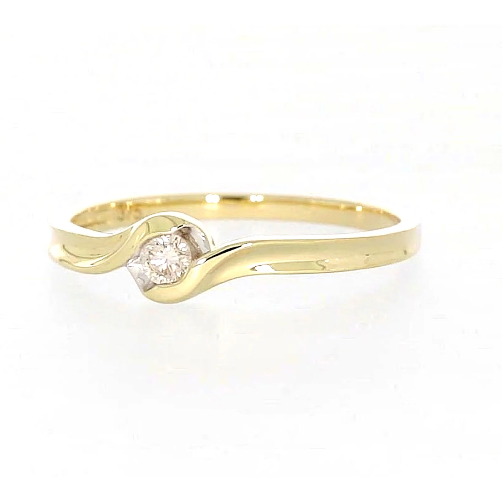 9ct Yellow Gold Round Brilliant Cut with 0.08 CARAT tw of Diamonds Ring - Image 5
