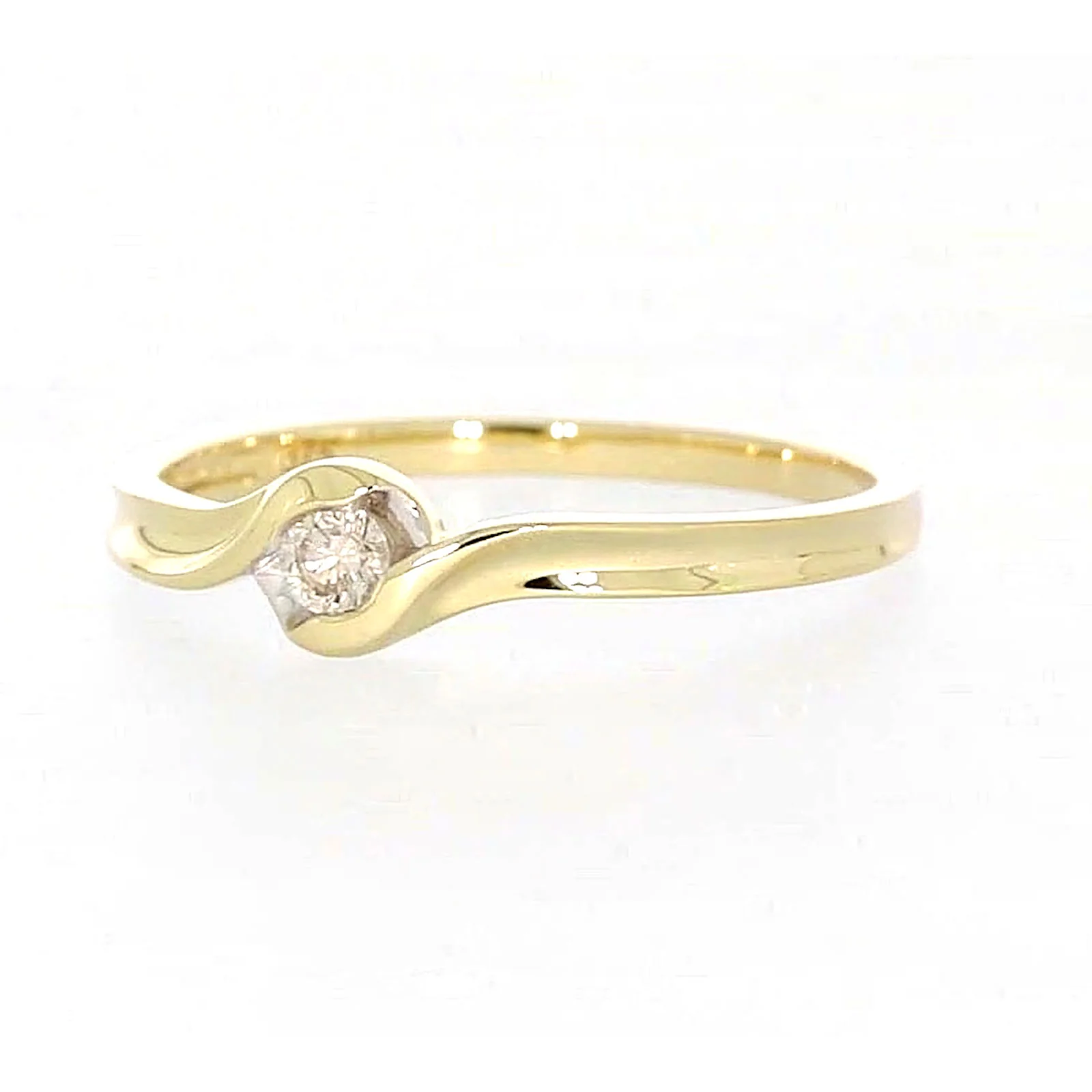 9ct Yellow Gold Round Brilliant Cut with 0.08 CARAT tw of Diamonds Ring - Image 6