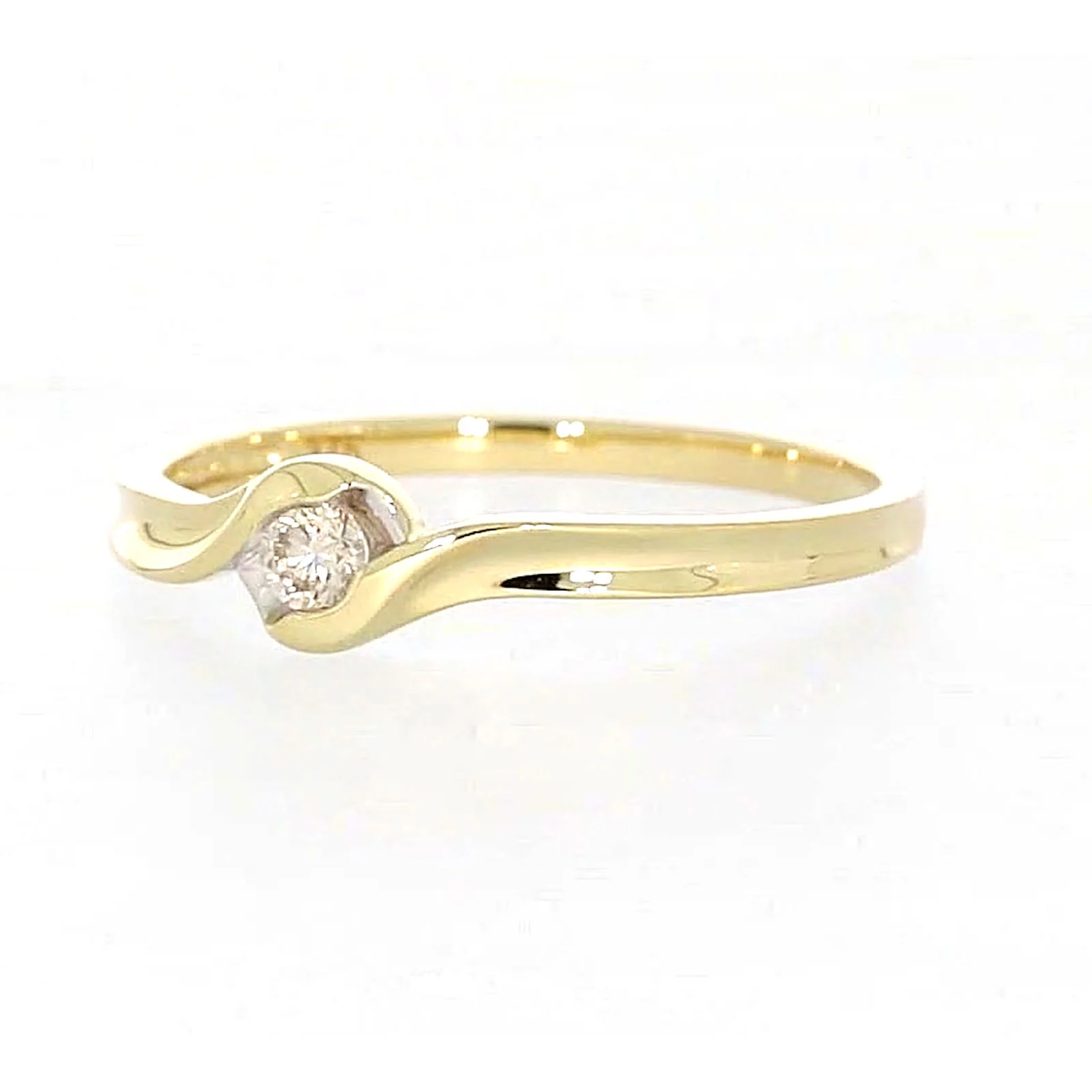 9ct Yellow Gold Round Brilliant Cut with 0.08 CARAT tw of Diamonds Ring - Image 7