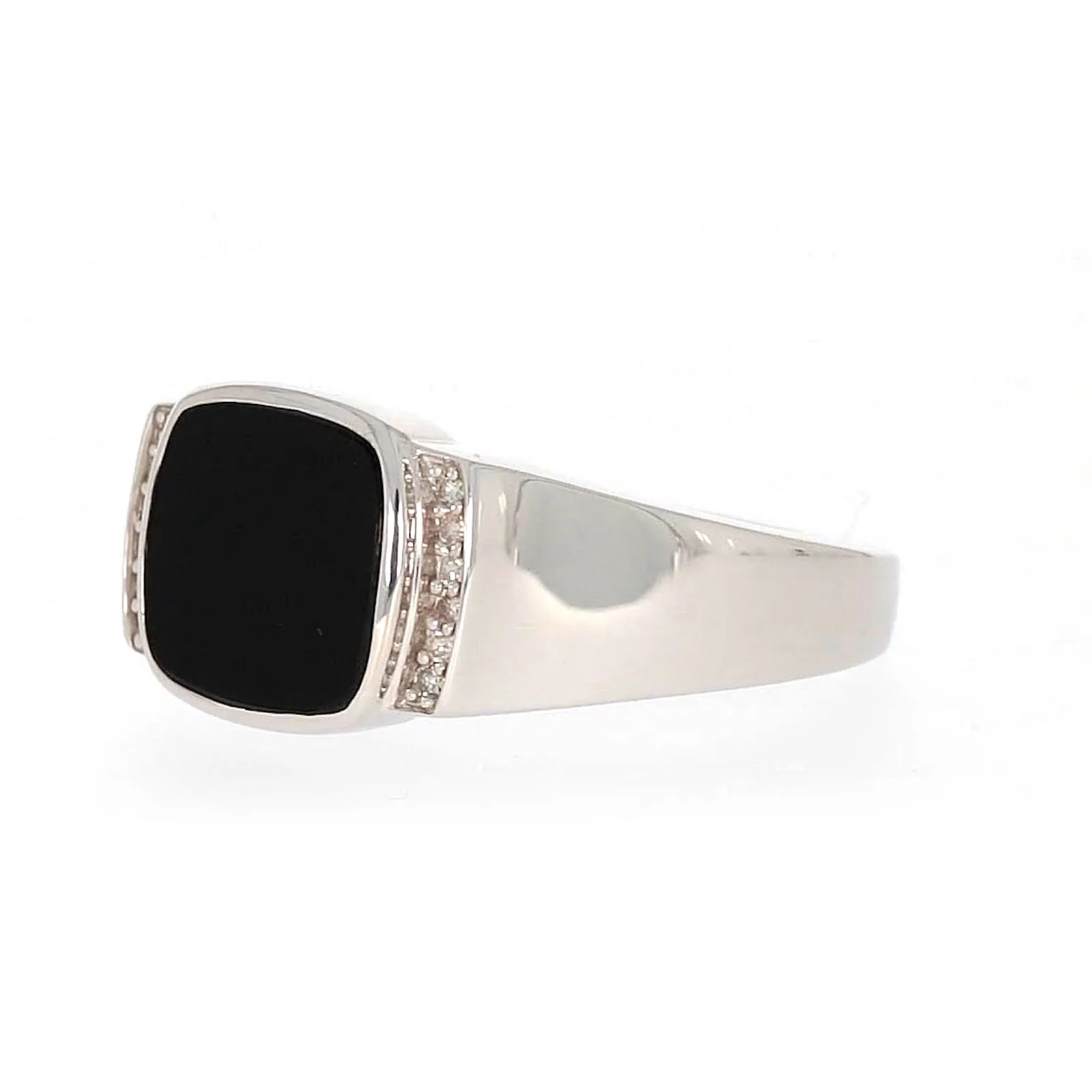 Sterling Silver 0.06 CARAT tw of Diamonds & Black Onyx Mens Ring - Image 10