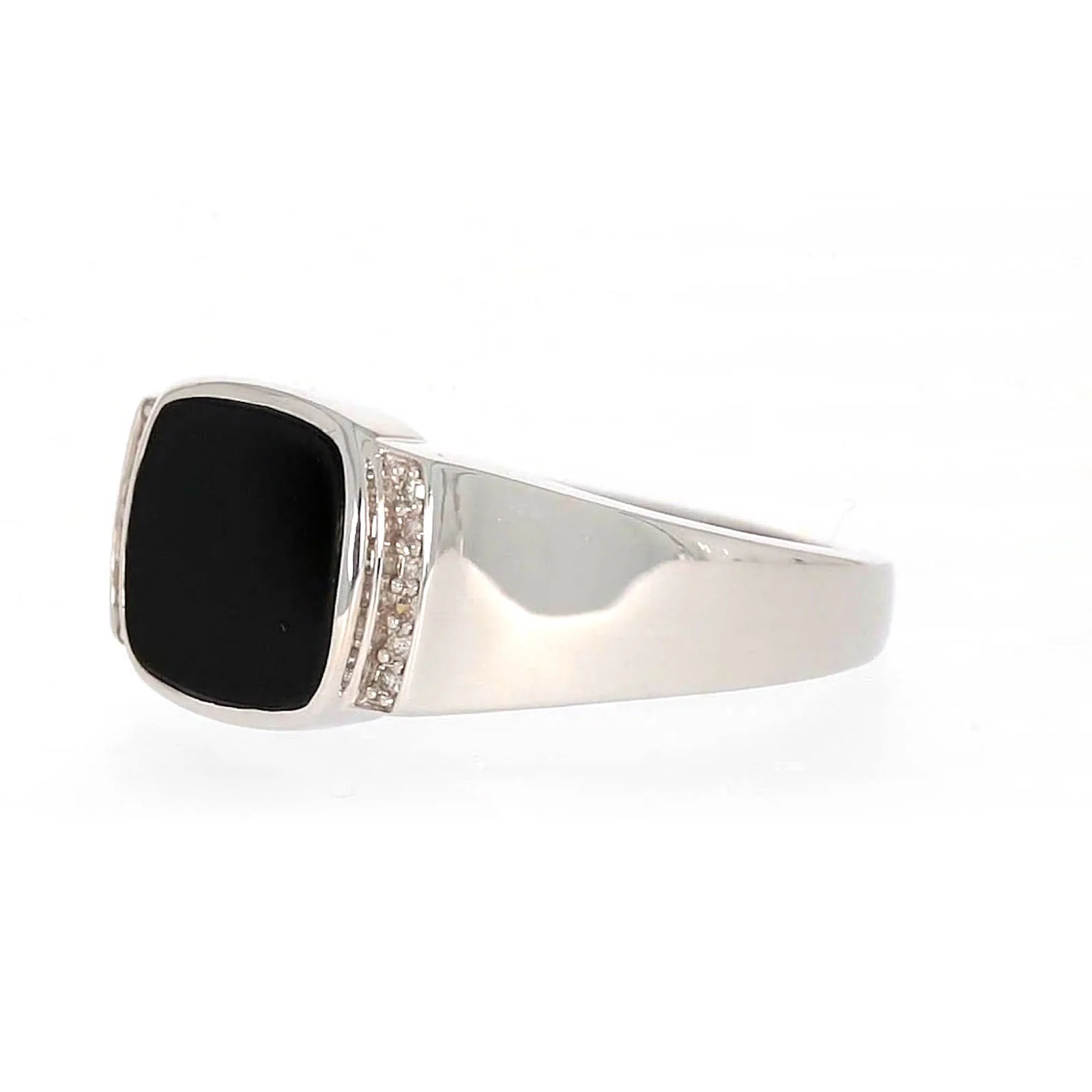 Sterling Silver 0.06 CARAT tw of Diamonds & Black Onyx Mens Ring - Image 11