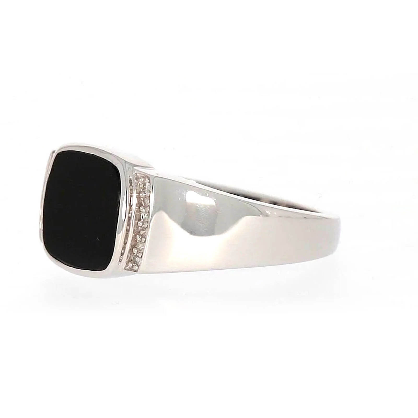 Sterling Silver 0.06 CARAT tw of Diamonds & Black Onyx Mens Ring - Image 12