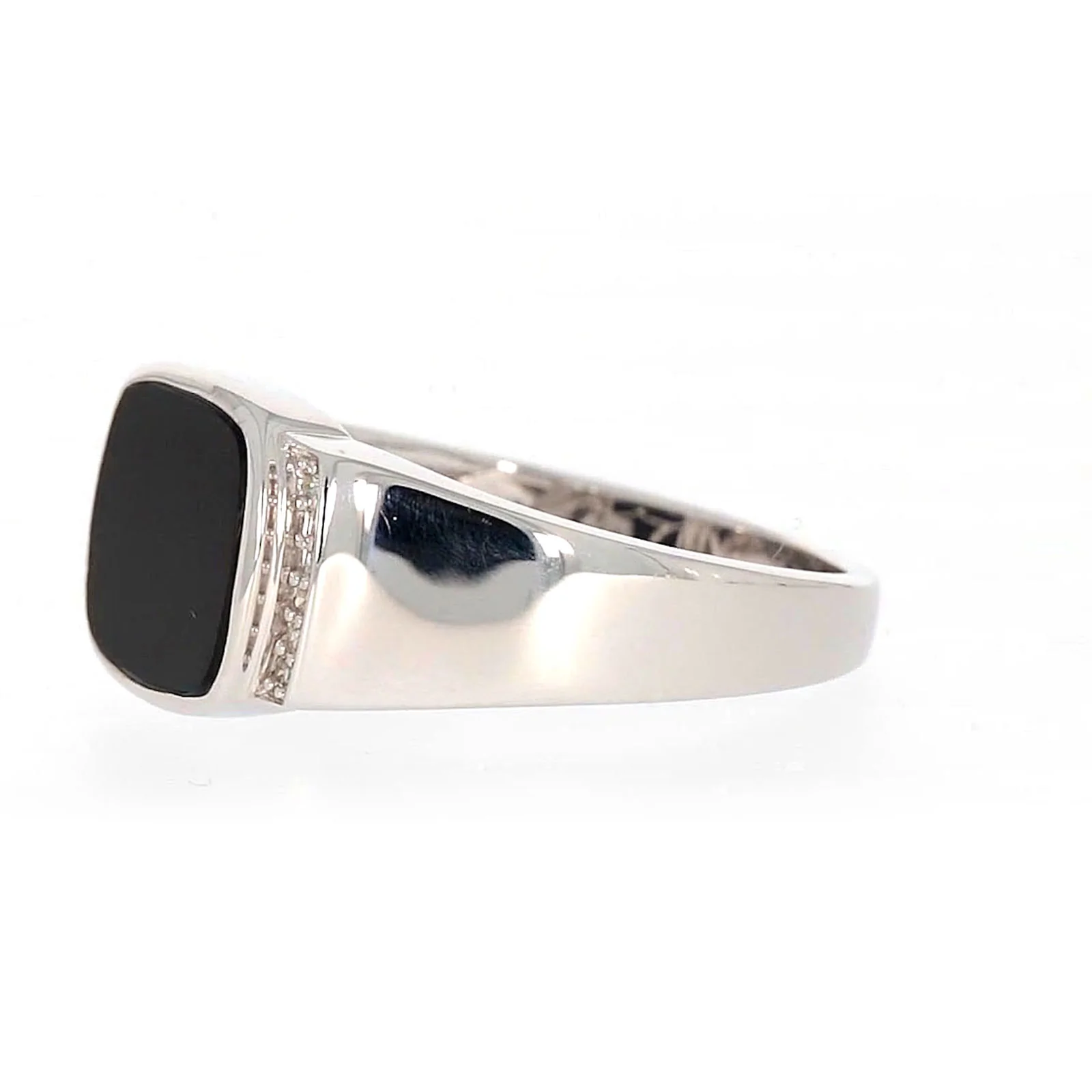 Sterling Silver 0.06 CARAT tw of Diamonds & Black Onyx Mens Ring - Image 14