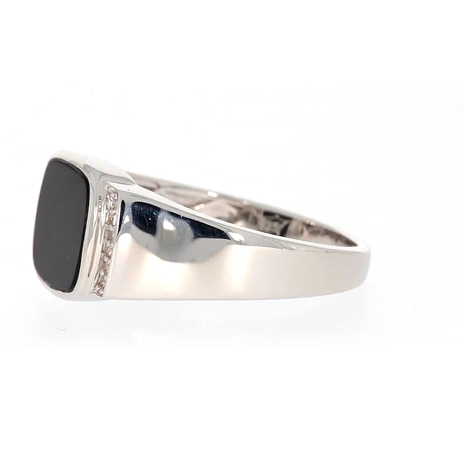 Sterling Silver 0.06 CARAT tw of Diamonds & Black Onyx Mens Ring - Image 15