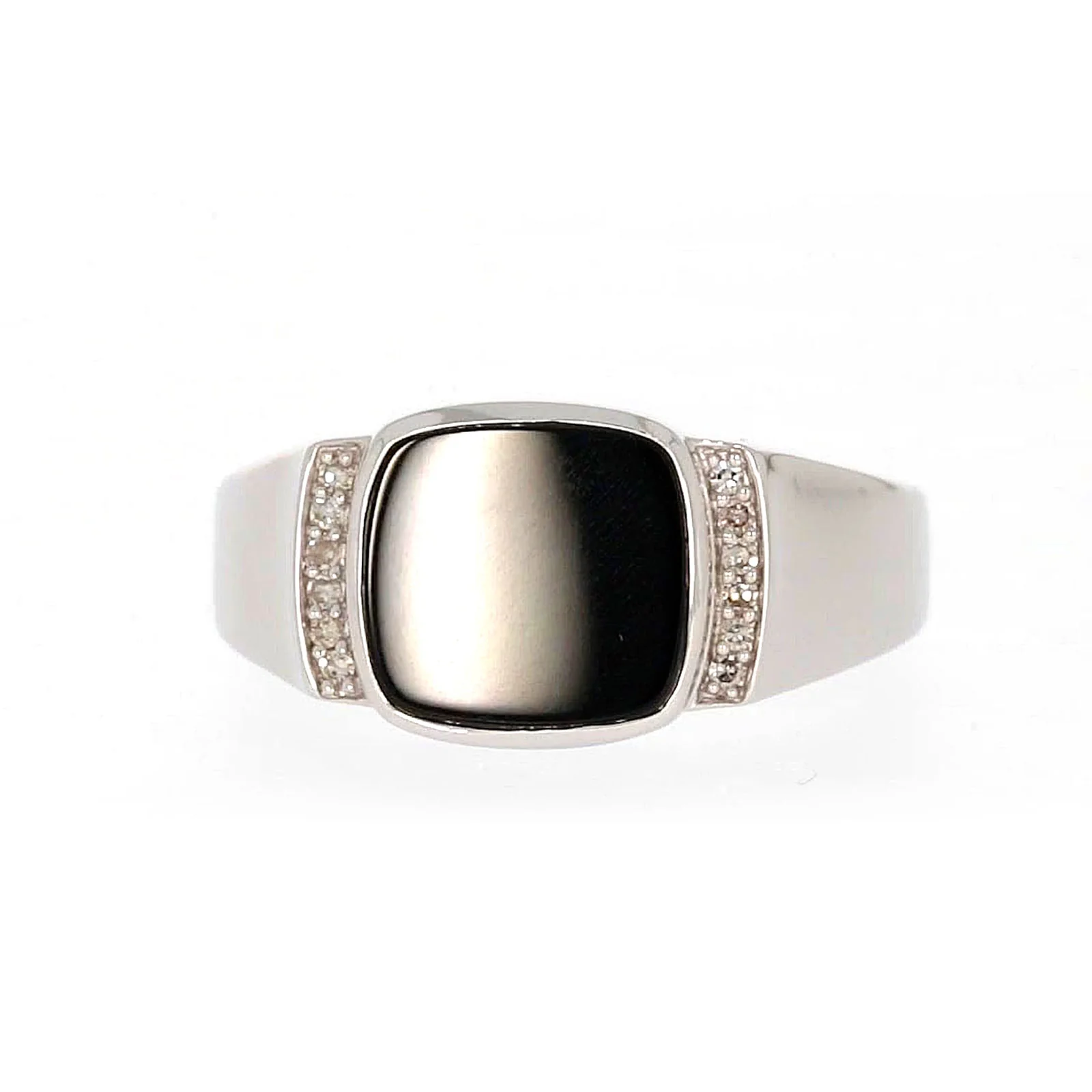 Sterling Silver 0.06 CARAT tw of Diamonds & Black Onyx Mens Ring - Image 2