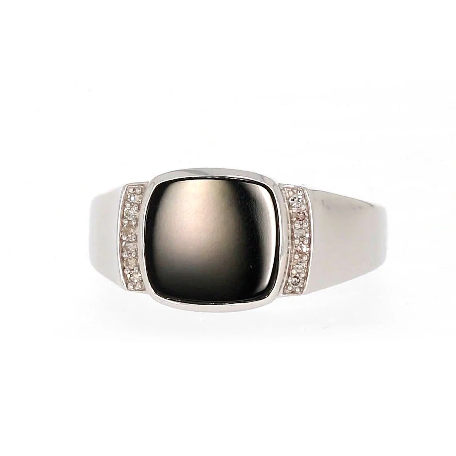 Sterling Silver 0.06 CARAT tw of Diamonds & Black Onyx Mens Ring - Image 3
