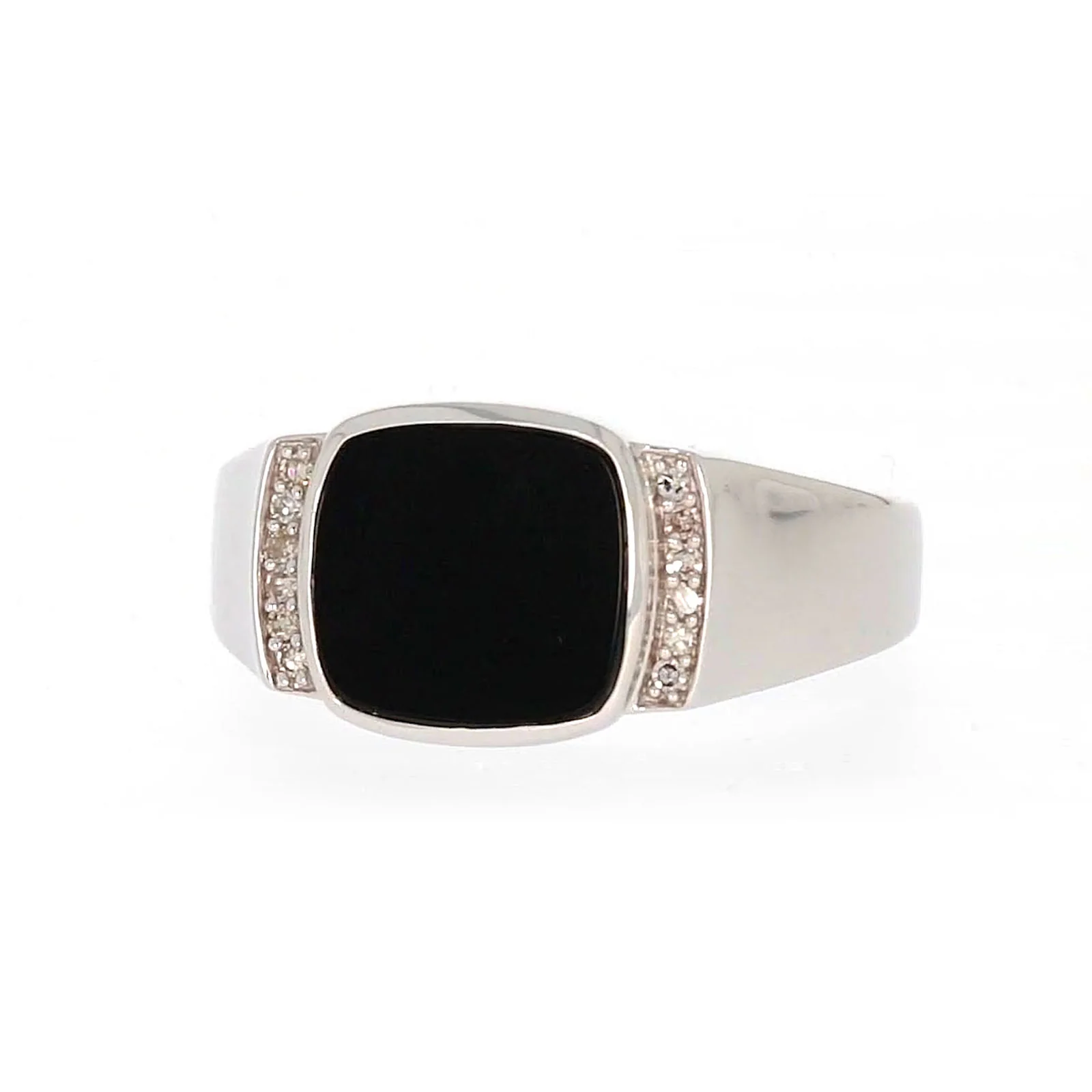 Sterling Silver 0.06 CARAT tw of Diamonds & Black Onyx Mens Ring - Image 4
