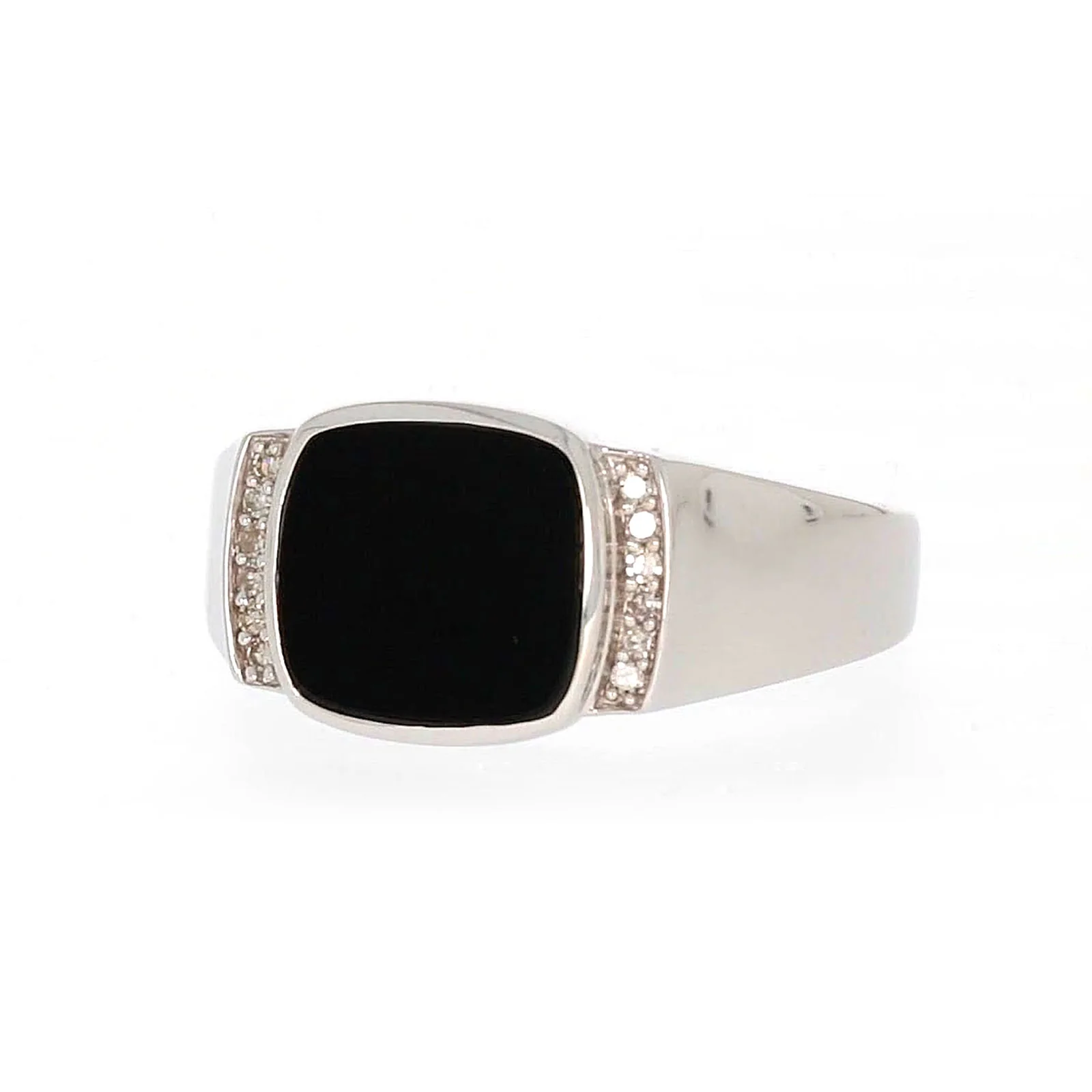 Sterling Silver 0.06 CARAT tw of Diamonds & Black Onyx Mens Ring - Image 5