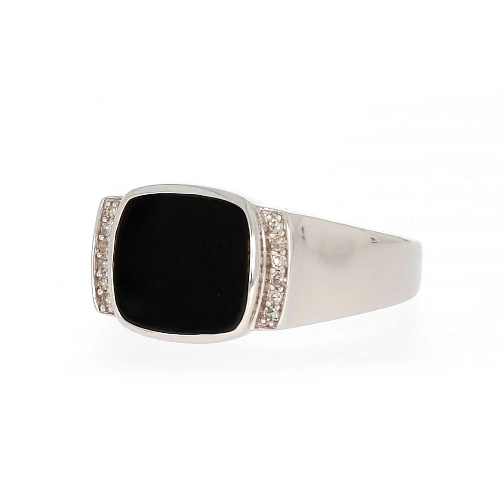 Sterling Silver 0.06 CARAT tw of Diamonds & Black Onyx Mens Ring - Image 6