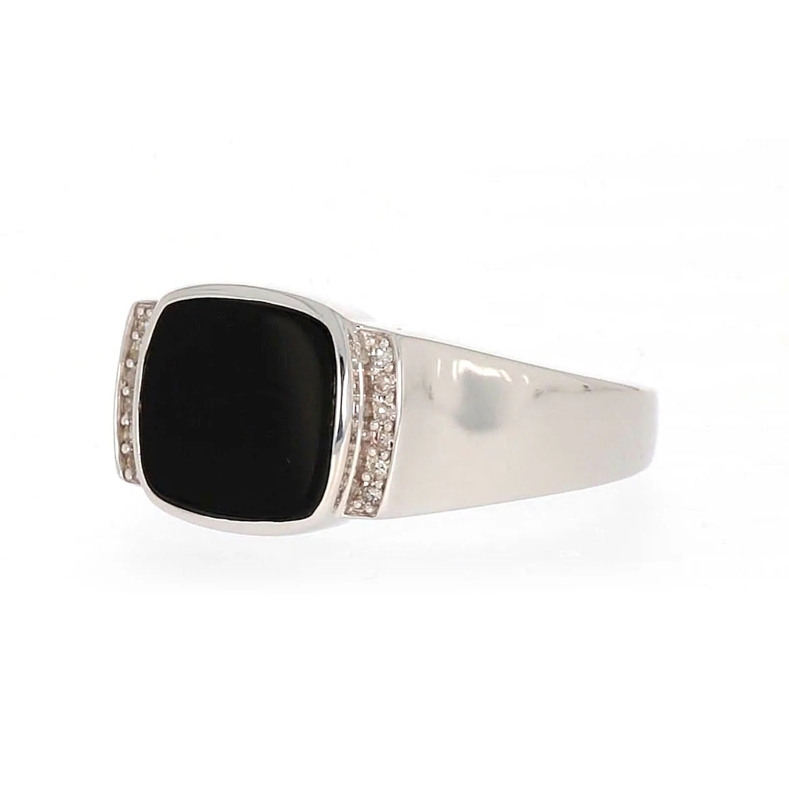 Sterling Silver 0.06 CARAT tw of Diamonds & Black Onyx Mens Ring - Image 8