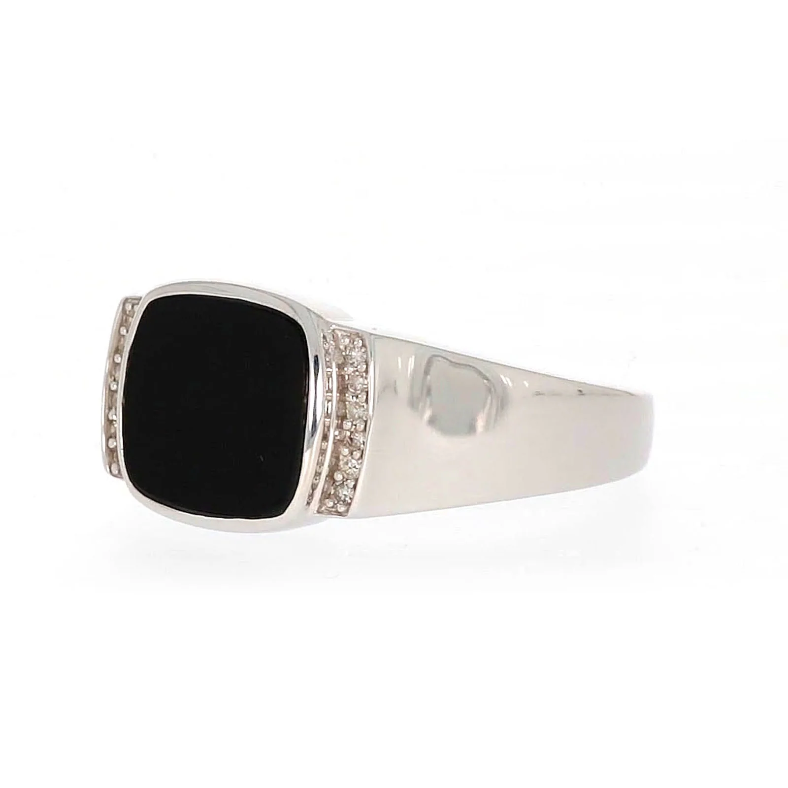 Sterling Silver 0.06 CARAT tw of Diamonds & Black Onyx Mens Ring - Image 9
