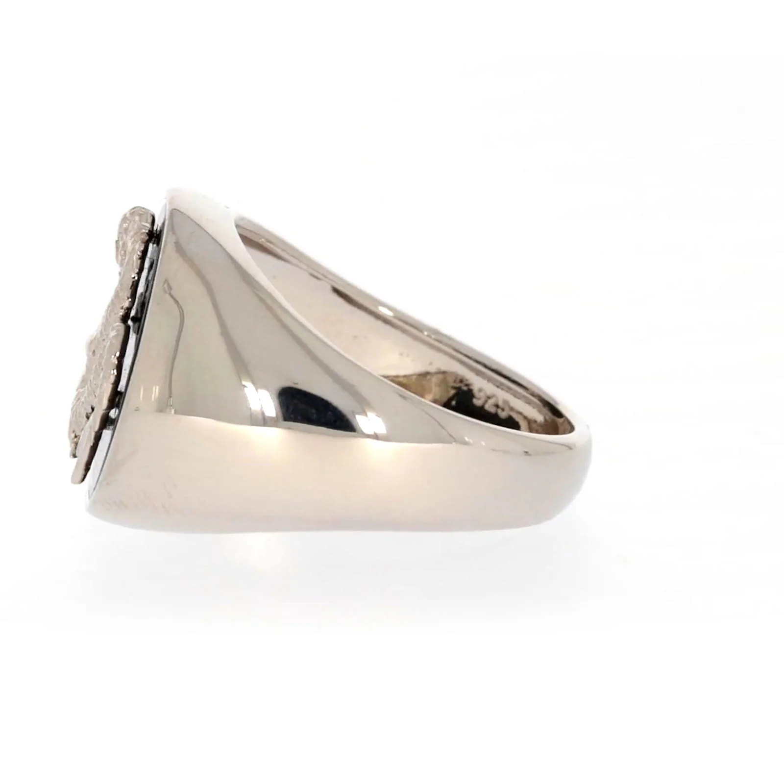 Sterling Silver Cubic Zirconia & Black Onyx Dragon Signet Mens Ring - Image 20