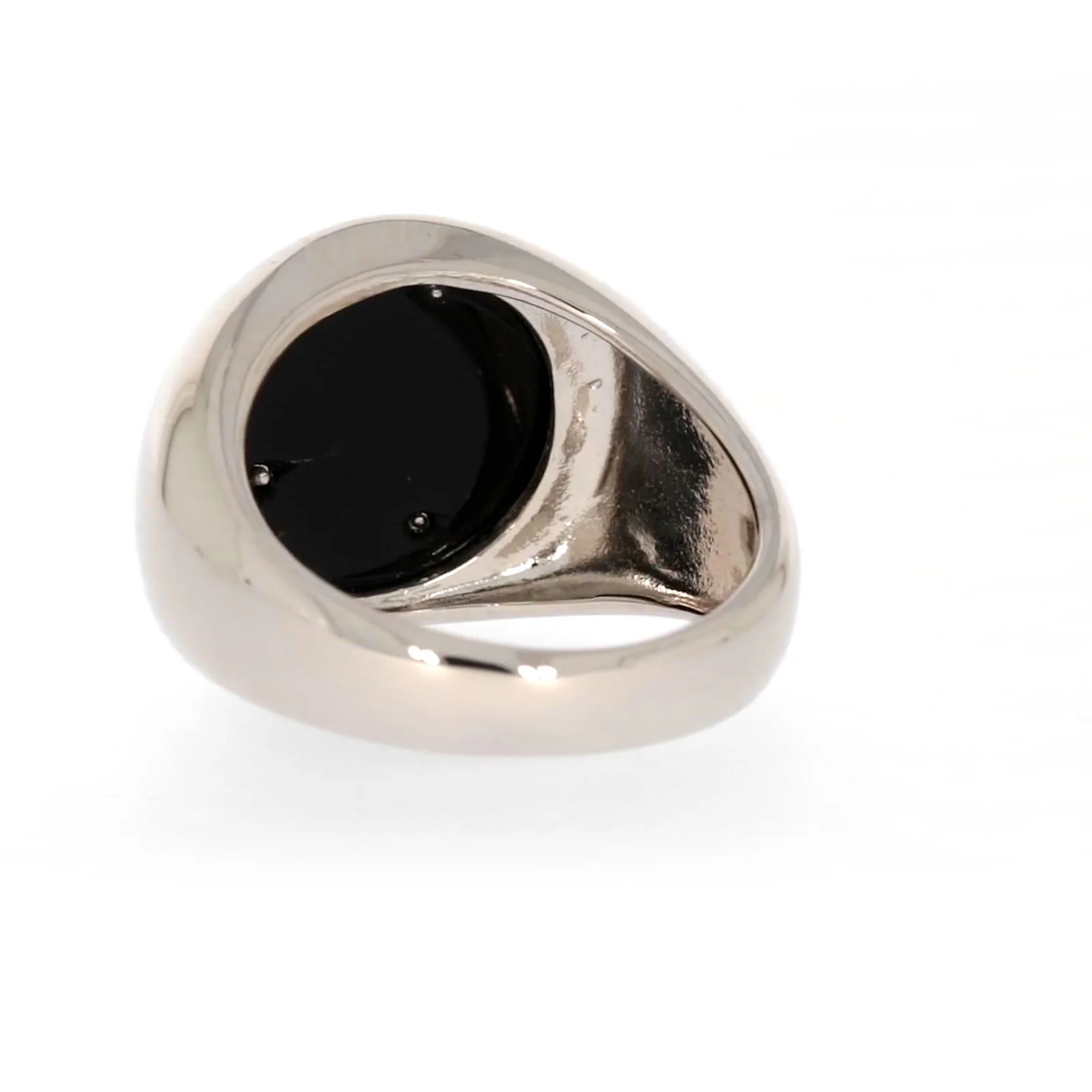Sterling Silver Cubic Zirconia & Black Onyx Dragon Signet Mens Ring - Image 34