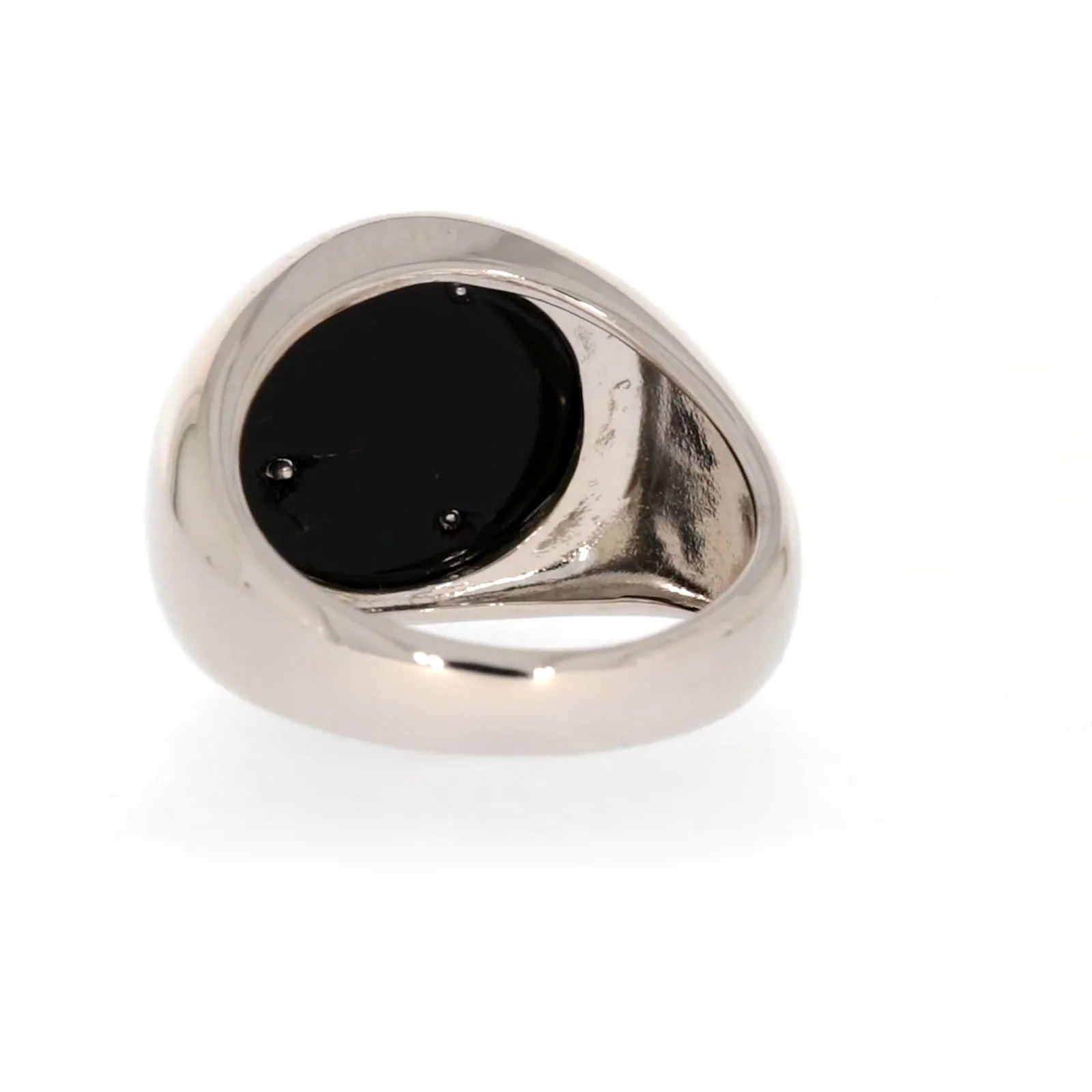Sterling Silver Cubic Zirconia & Black Onyx Dragon Signet Mens Ring - Image 35