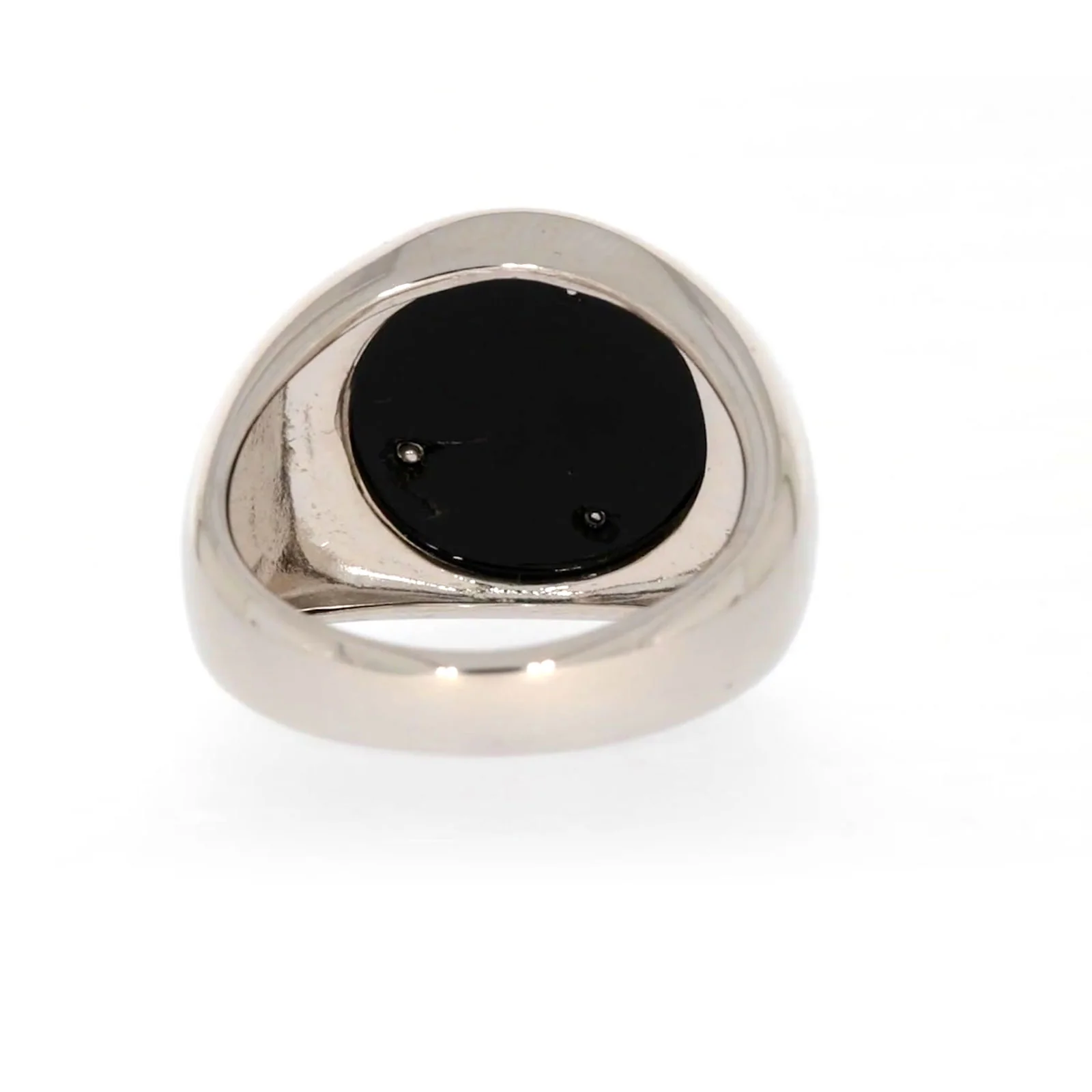 Sterling Silver Cubic Zirconia & Black Onyx Dragon Signet Mens Ring - Image 40