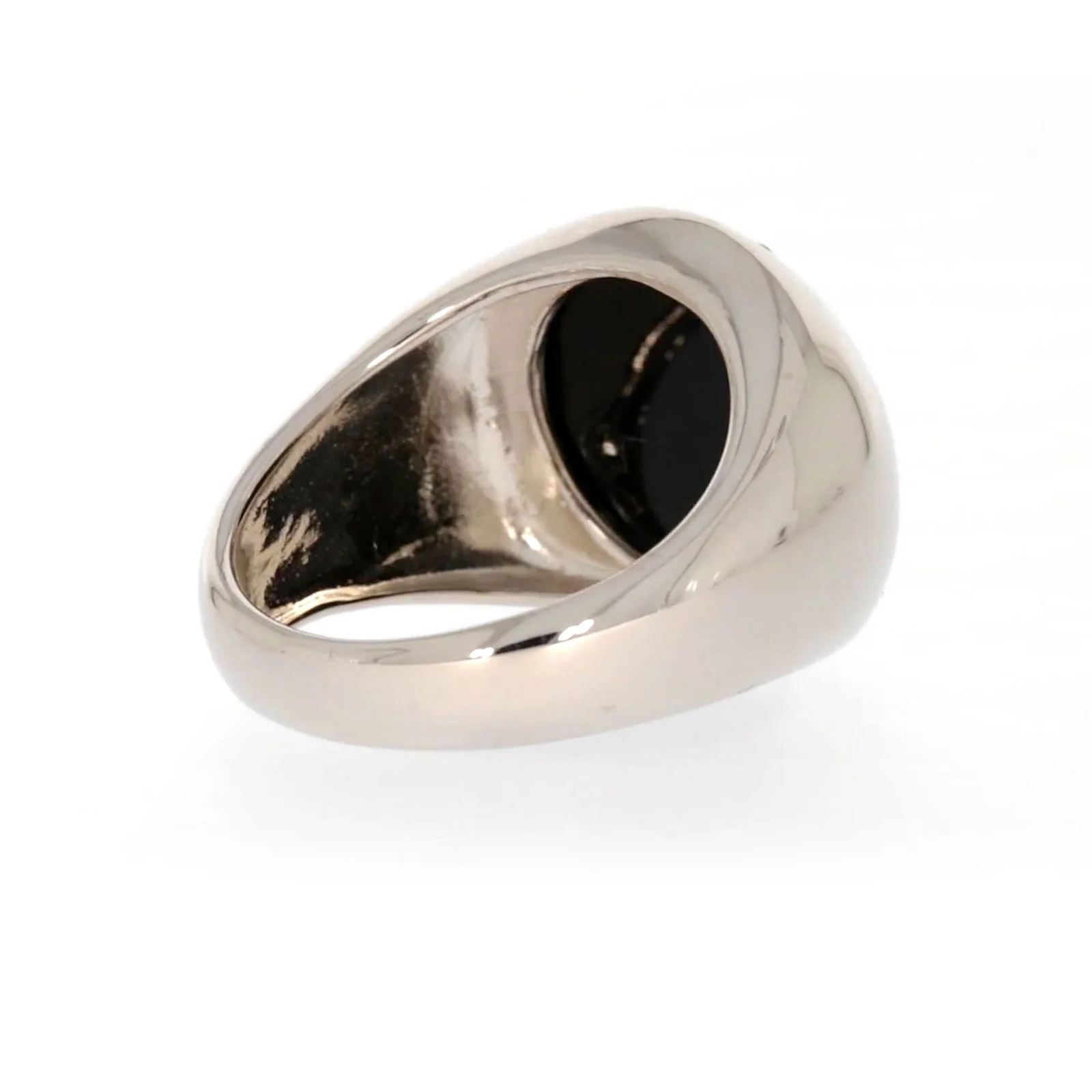 Sterling Silver Cubic Zirconia & Black Onyx Dragon Signet Mens Ring - Image 47