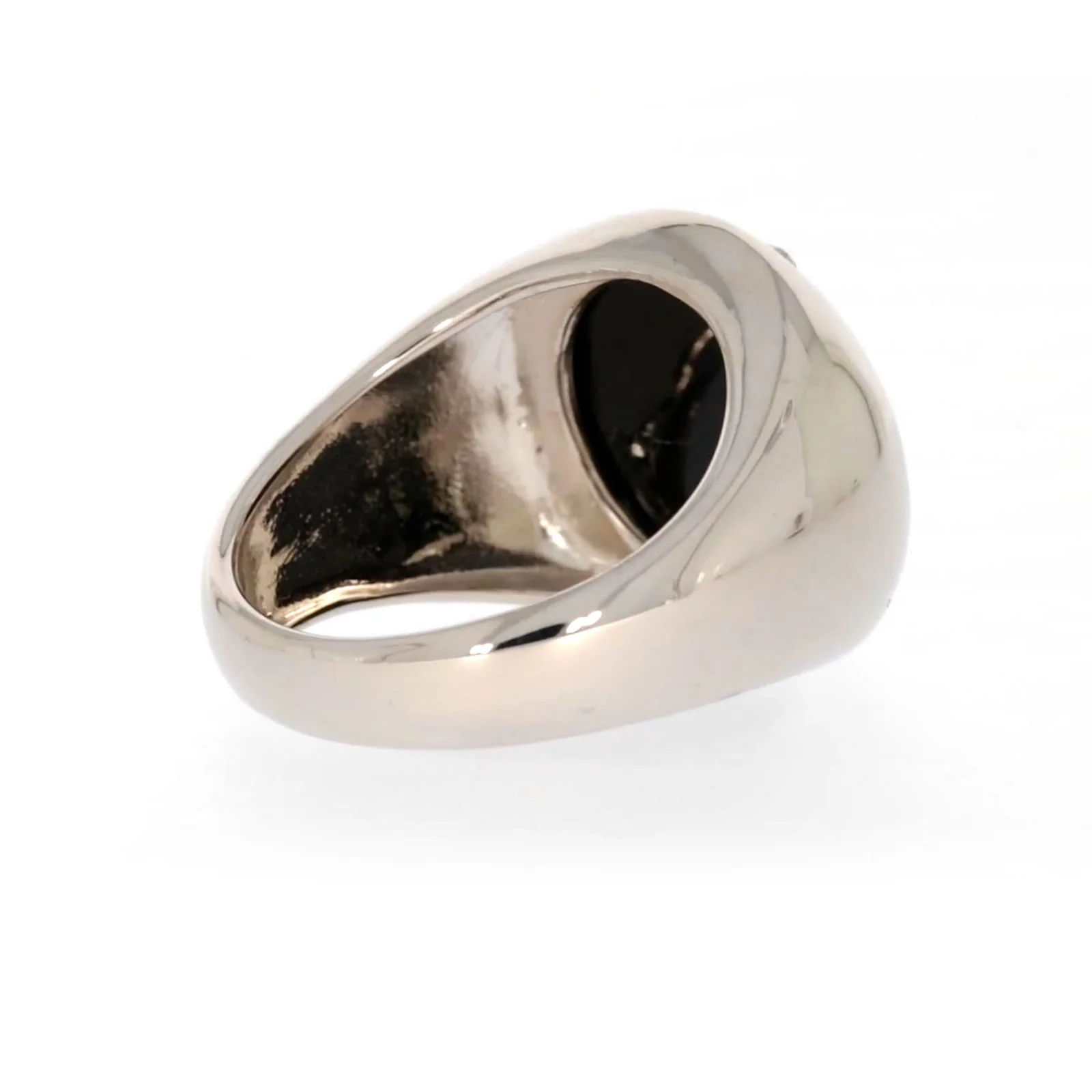 Sterling Silver Cubic Zirconia & Black Onyx Dragon Signet Mens Ring - Image 48