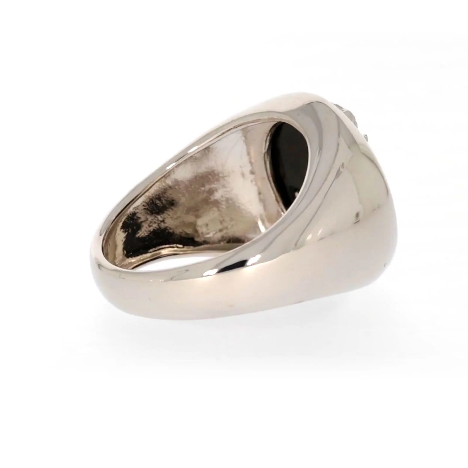 Sterling Silver Cubic Zirconia & Black Onyx Dragon Signet Mens Ring - Image 50