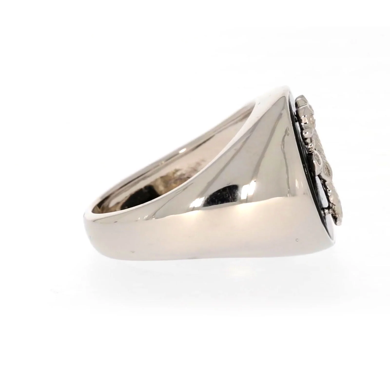 Sterling Silver Cubic Zirconia & Black Onyx Dragon Signet Mens Ring - Image 58