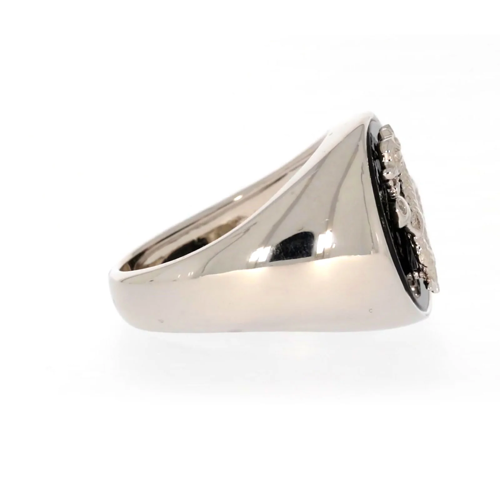 Sterling Silver Cubic Zirconia & Black Onyx Dragon Signet Mens Ring - Image 59