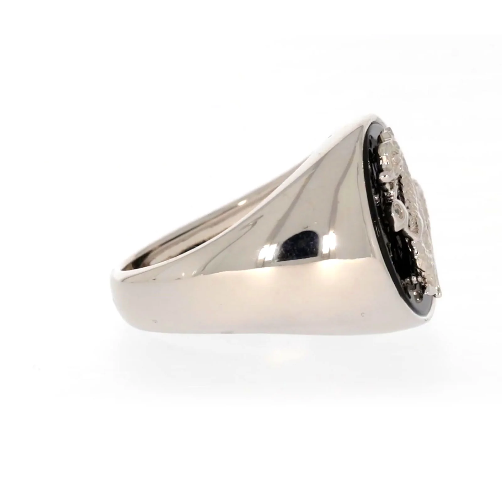 Sterling Silver Cubic Zirconia & Black Onyx Dragon Signet Mens Ring - Image 60