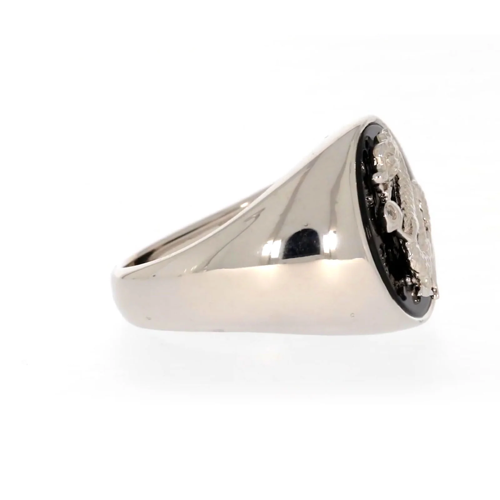 Sterling Silver Cubic Zirconia & Black Onyx Dragon Signet Mens Ring - Image 61
