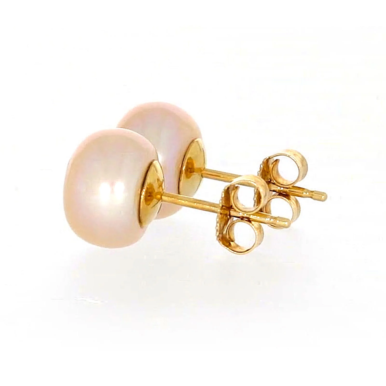 14ct Yellow Gold Freshwater Pearl & Diamond Set Stud Earrings - Image 23