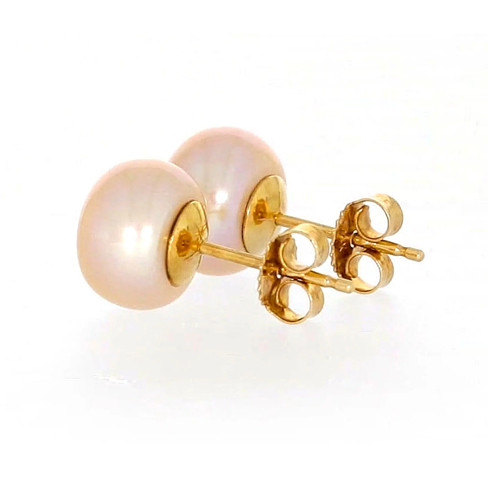 14ct Yellow Gold Freshwater Pearl & Diamond Set Stud Earrings - Image 25