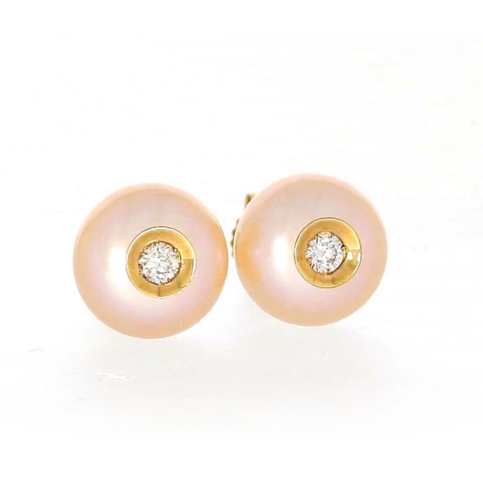 14ct Yellow Gold Freshwater Pearl & Diamond Set Stud Earrings - Image 71