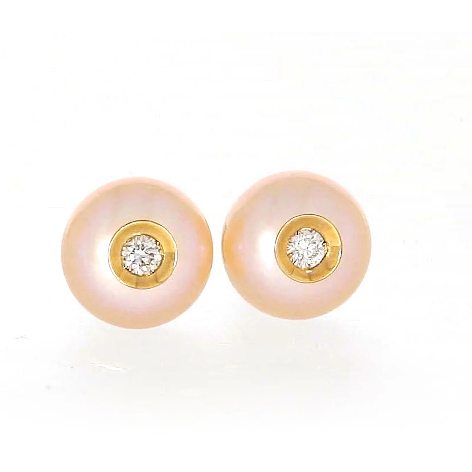 14ct Yellow Gold Freshwater Pearl & Diamond Set Stud Earrings - Image 72